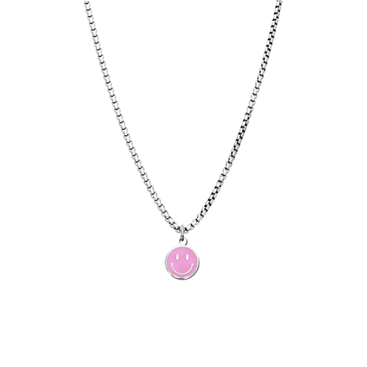Little Miss Fabulous stainless steel ketting met smiley roze