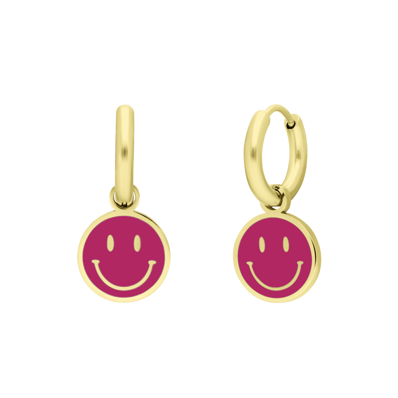Edelstahlohrringe mit rosa Smiley