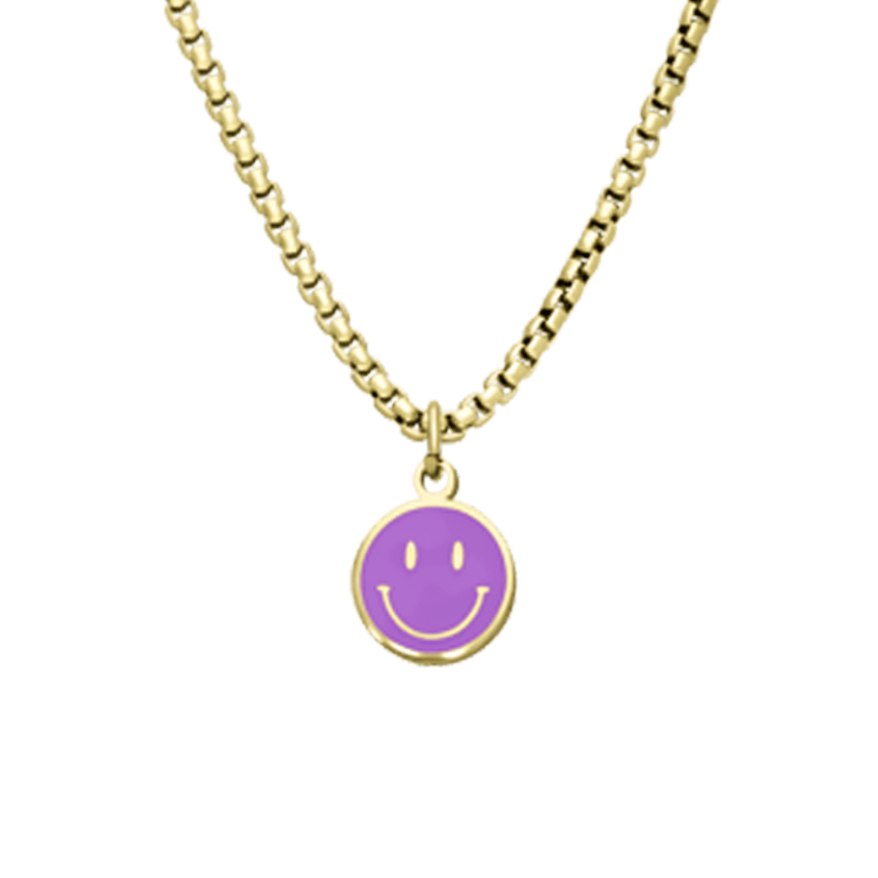 Vergoldete Edelstahlhalskette mit violettem Smiley