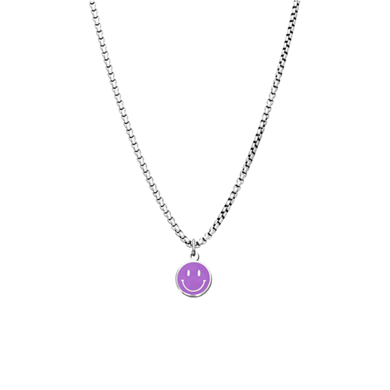 Stalen ketting met smiley violet