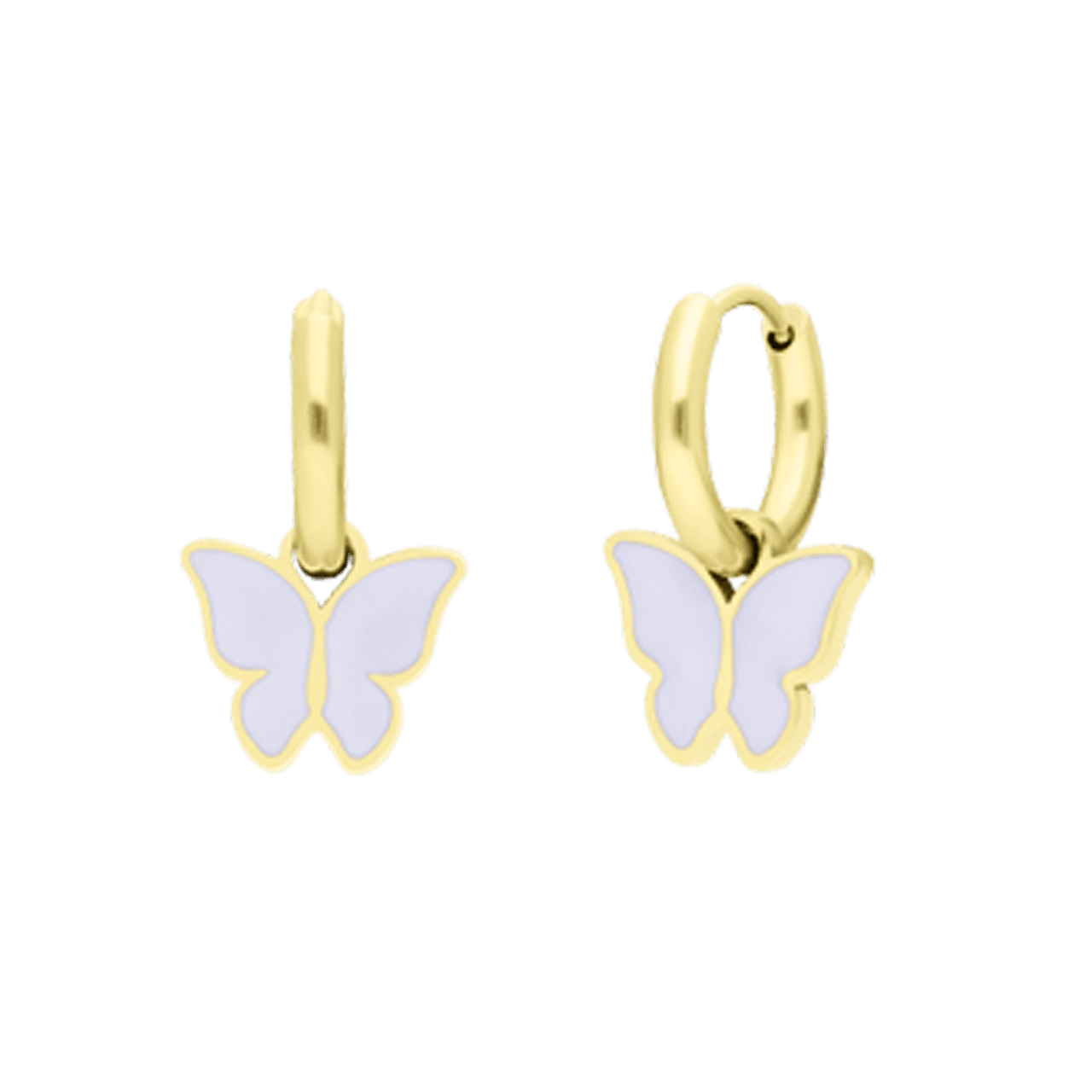 Little Miss Fabulous stalen goldplated oorbellen met vlinder wit