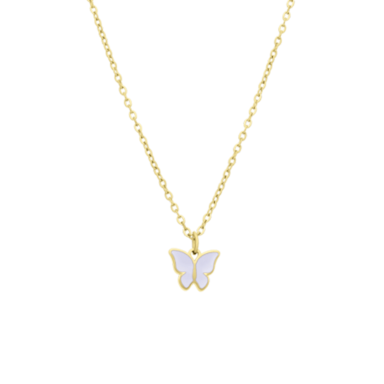 Little Miss Fabulous stainless steel goldplated ketting met vlinder wit