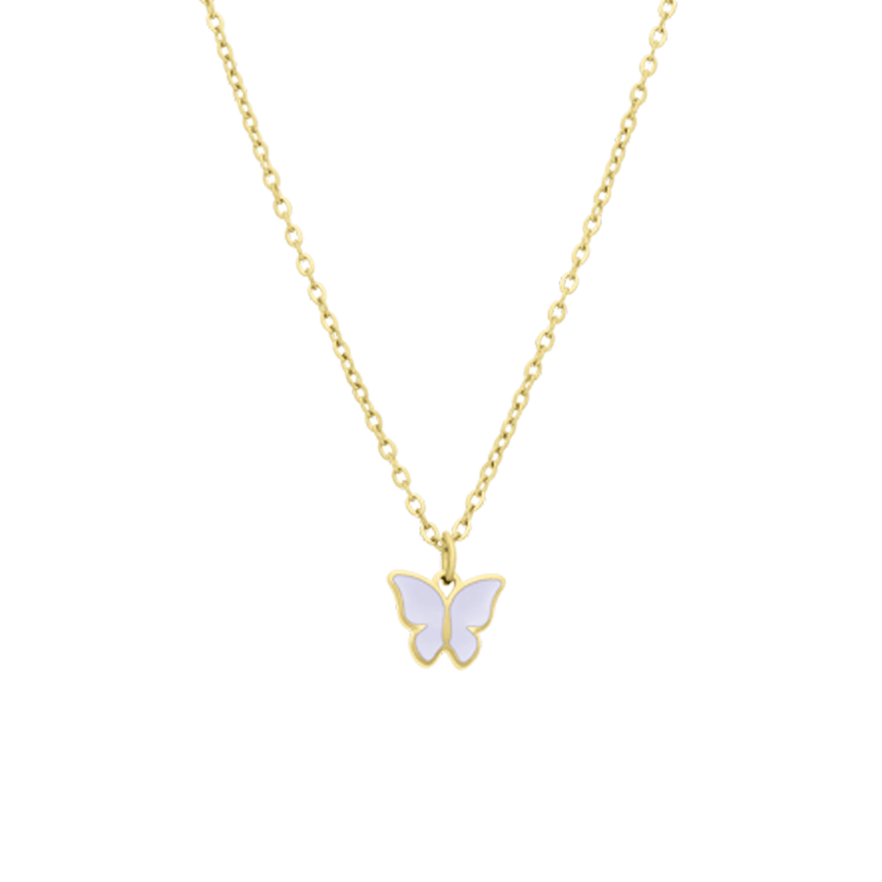 Little Miss Fabulous stalen goldplated ketting met vlinder wit