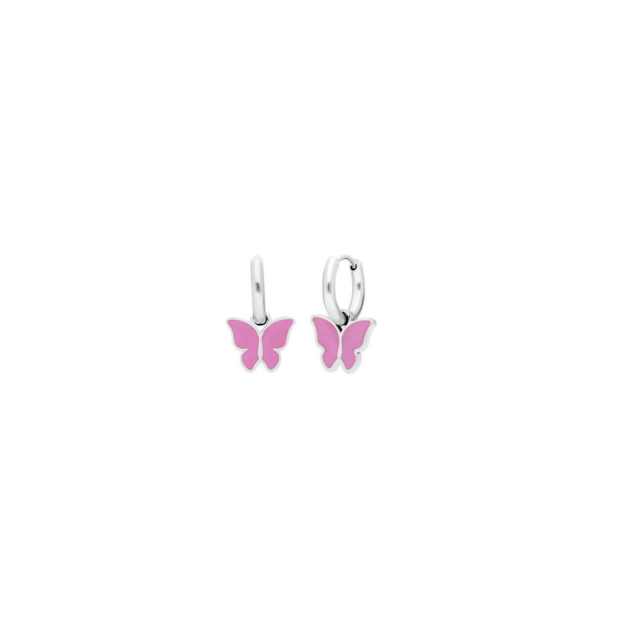 Edelstahlohrringe mit rosa Schmetterling