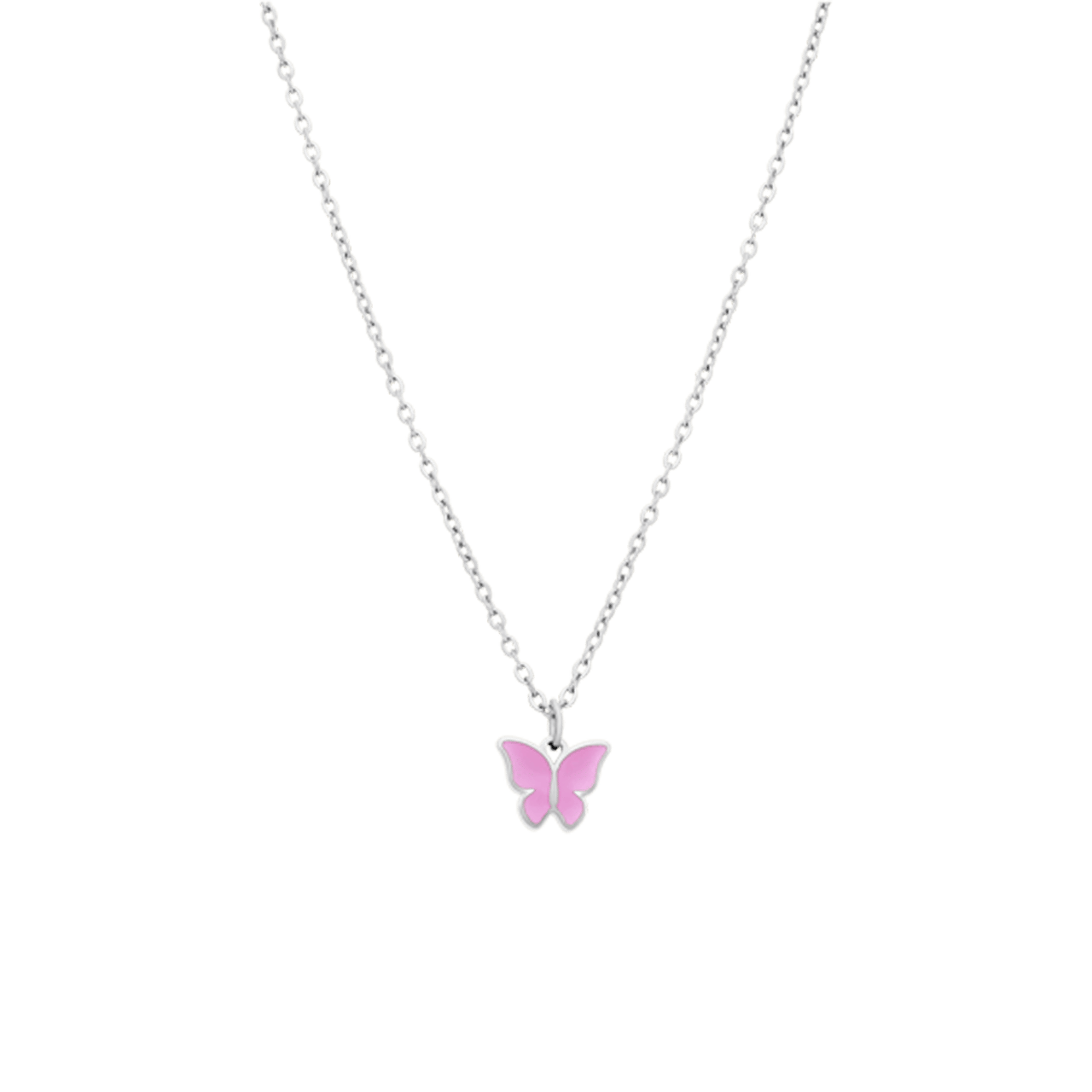Little Miss Fabulous stalen ketting met vlinder roze