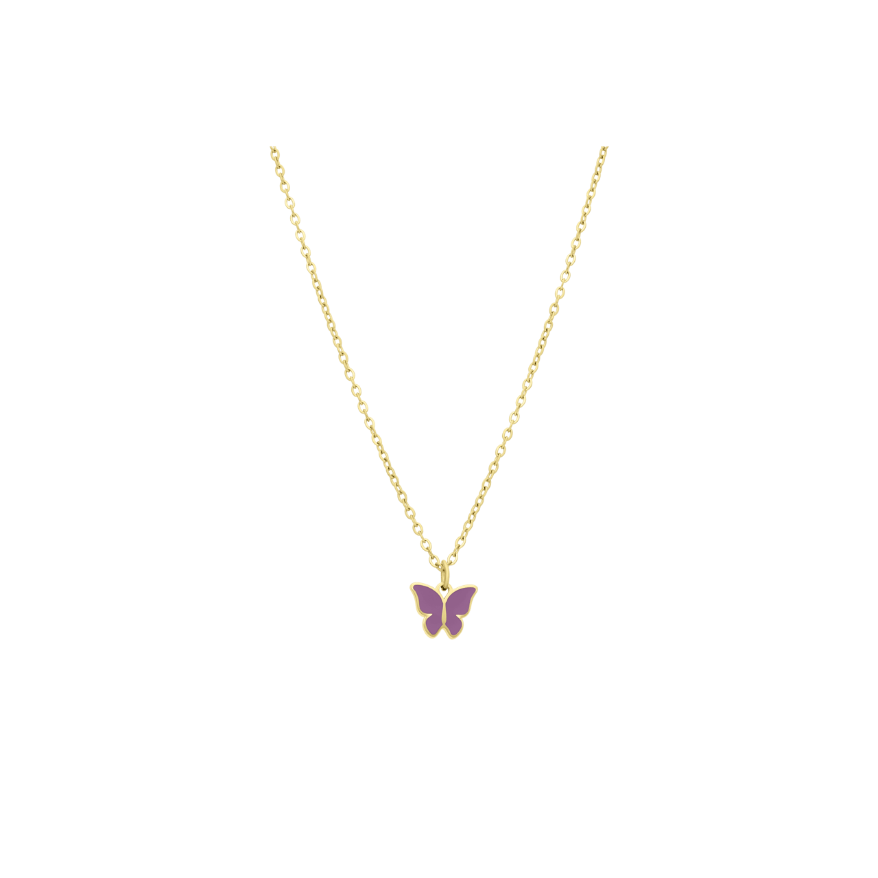 Stainless steel goldplated kinderketting met hanger vlinder