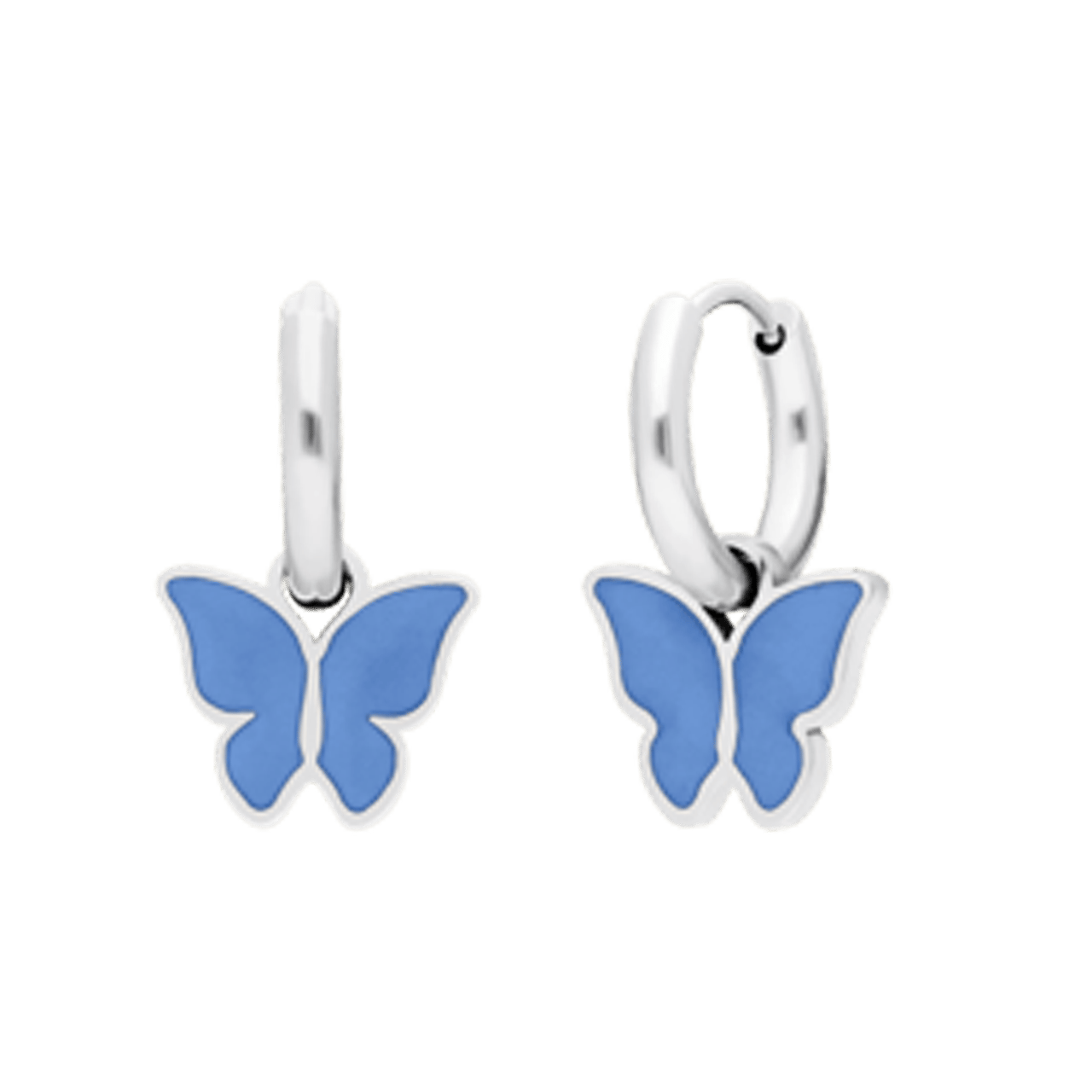 Little Miss Fabulous stainless steel oorbellen met vlinder lichtblauw