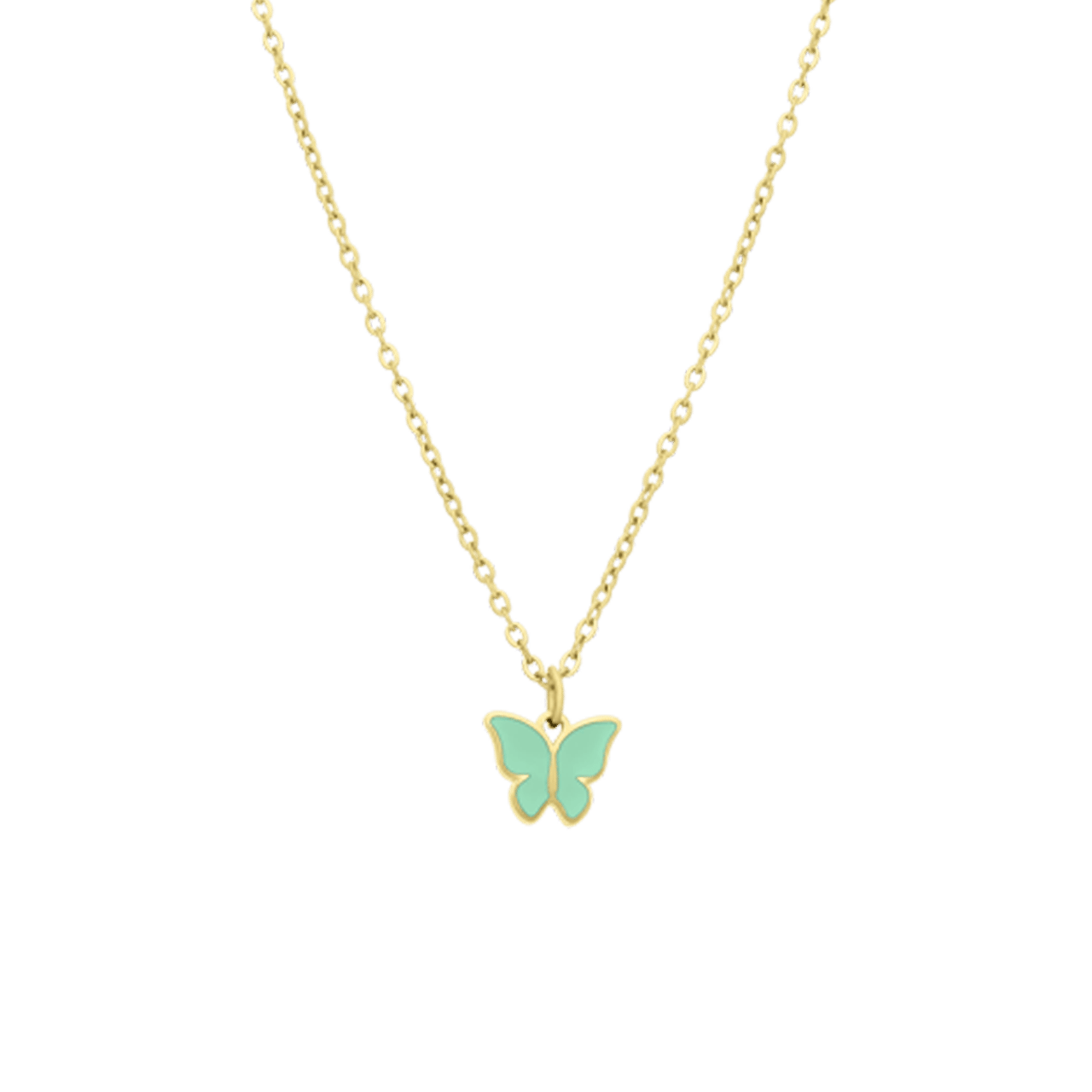 Stalen goldplated kinderketting met hanger vlinder