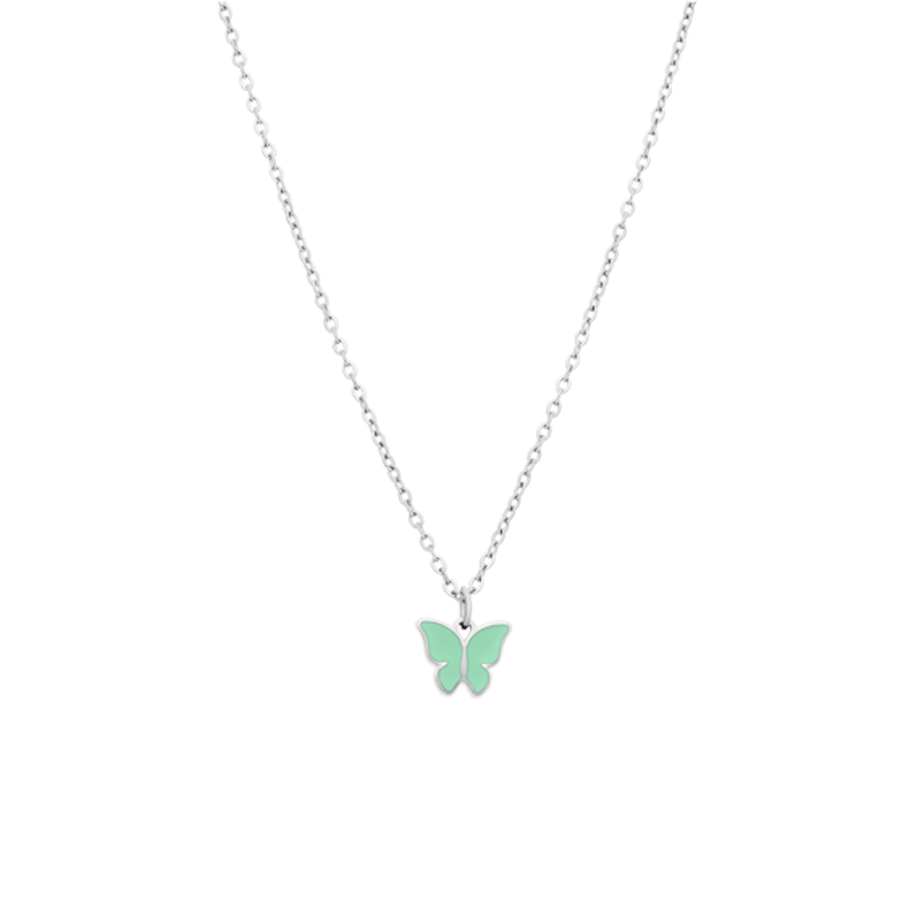 Stainless steel ketting met vlinder mint