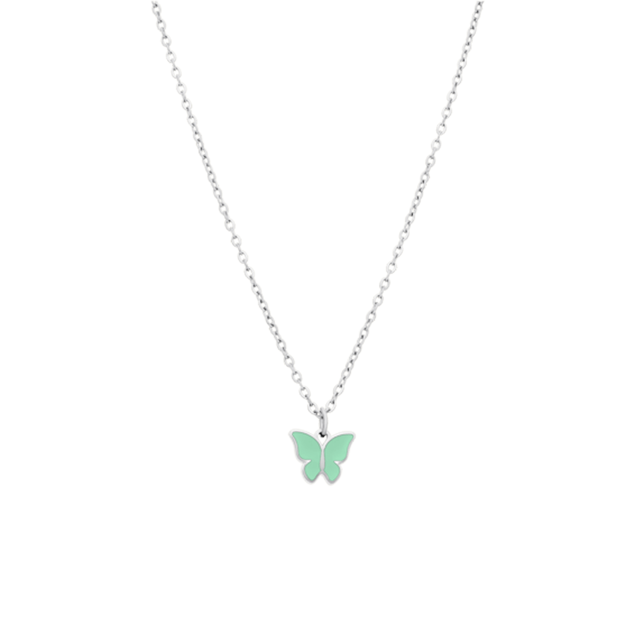 Stalen ketting met vlinder mint