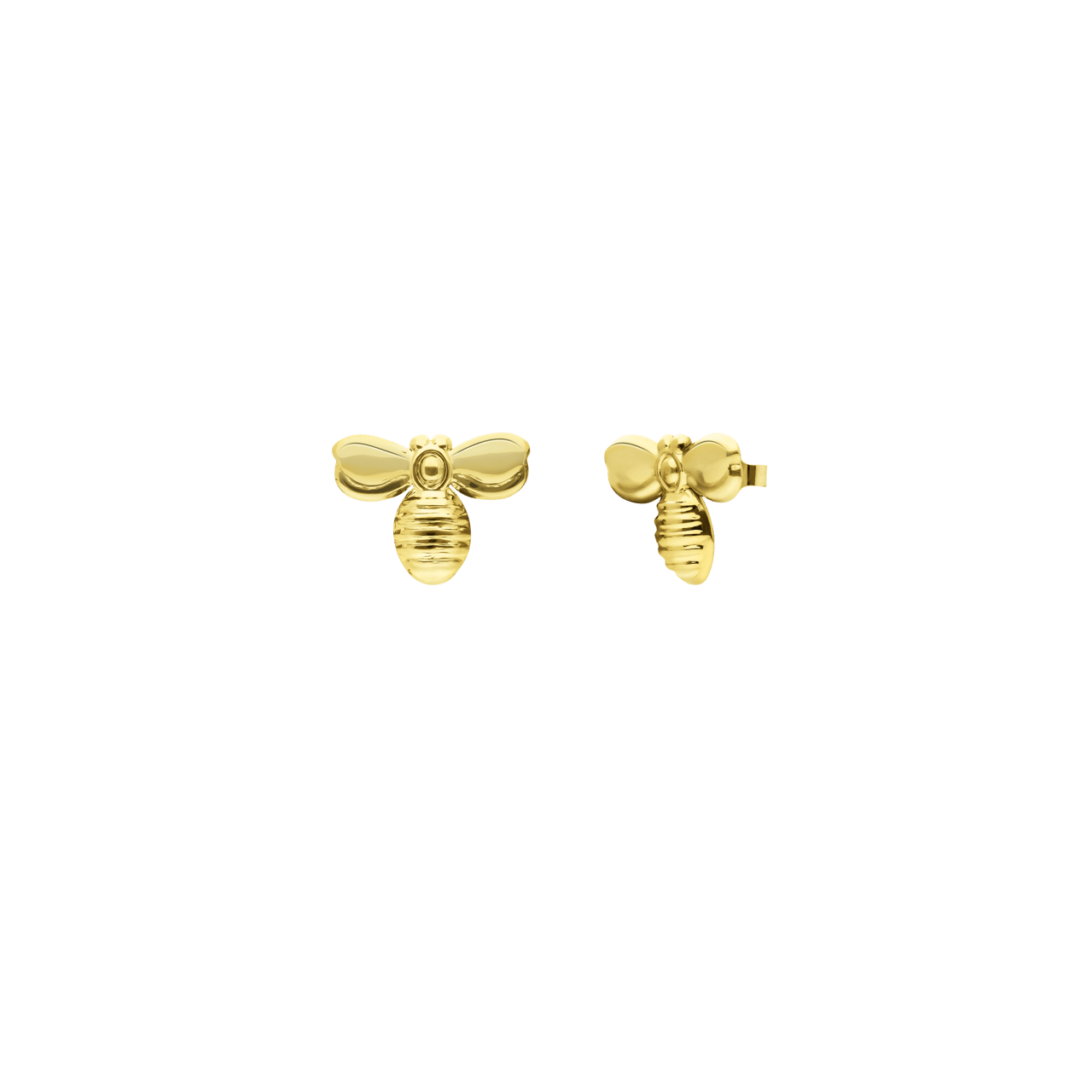 Stalen goldplated oorknoppen met bij voor dames