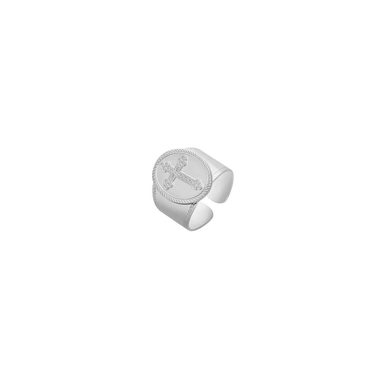 Edelstahlring mit Kreuz