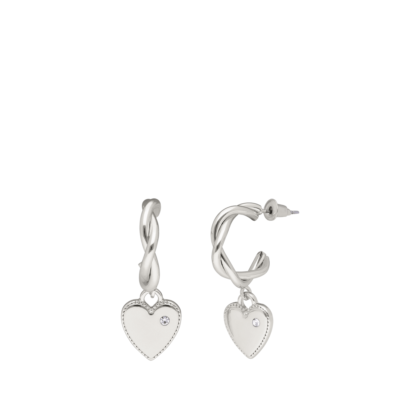 Bijoux zilverkleurig oorringen met hart