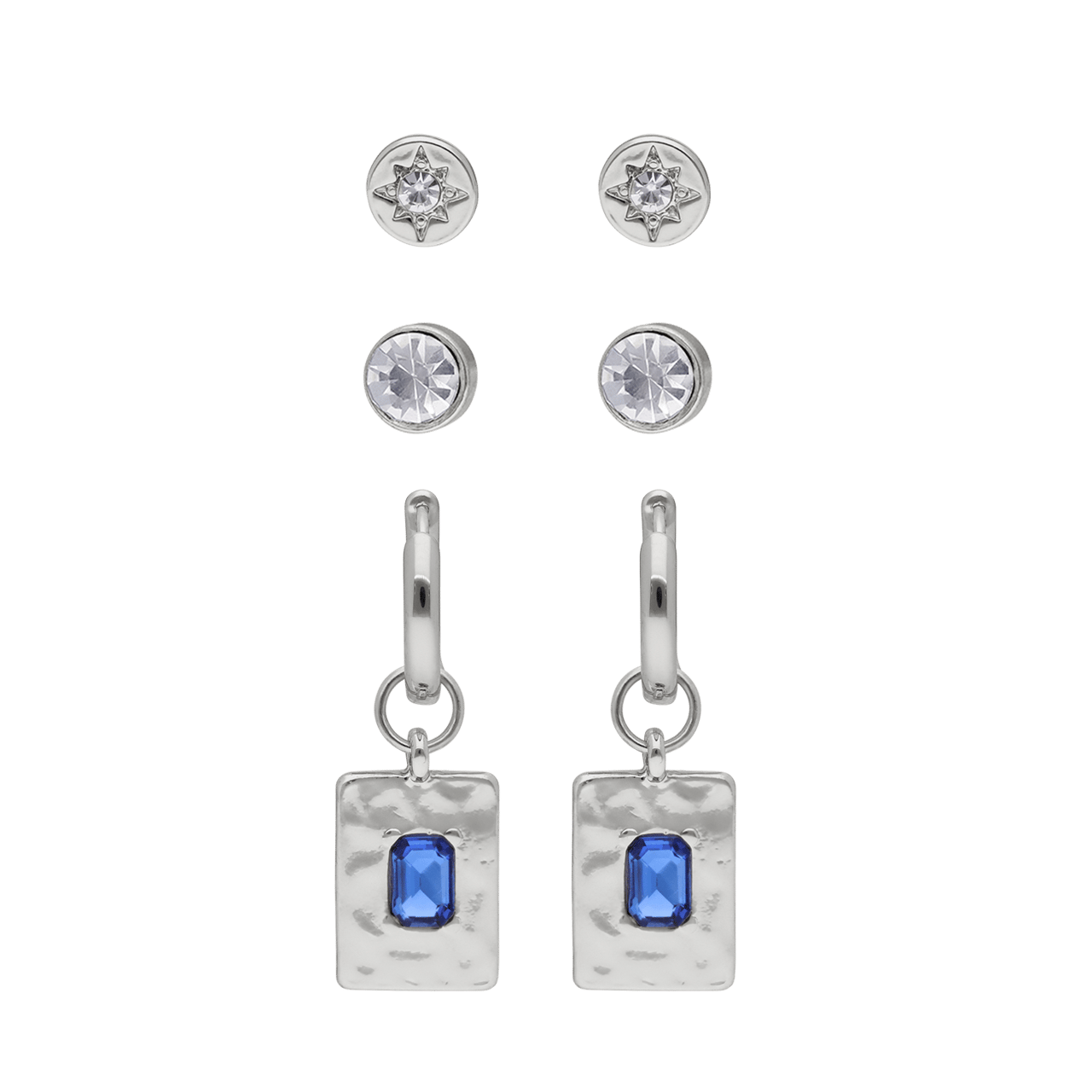 Zilverkleurige bijoux set van 3 oorbellen