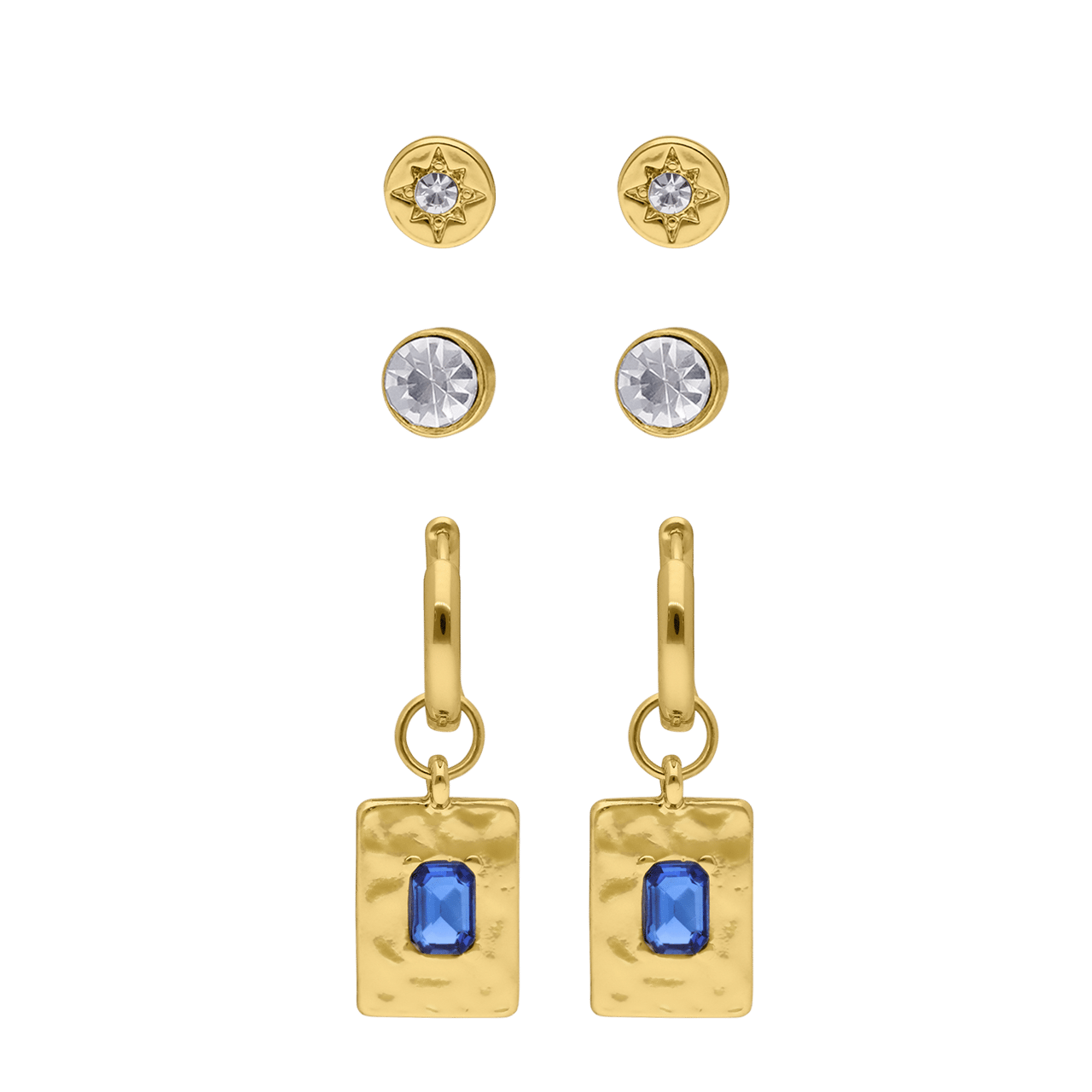 Goudkleurige bijoux set van 3 oorbellen