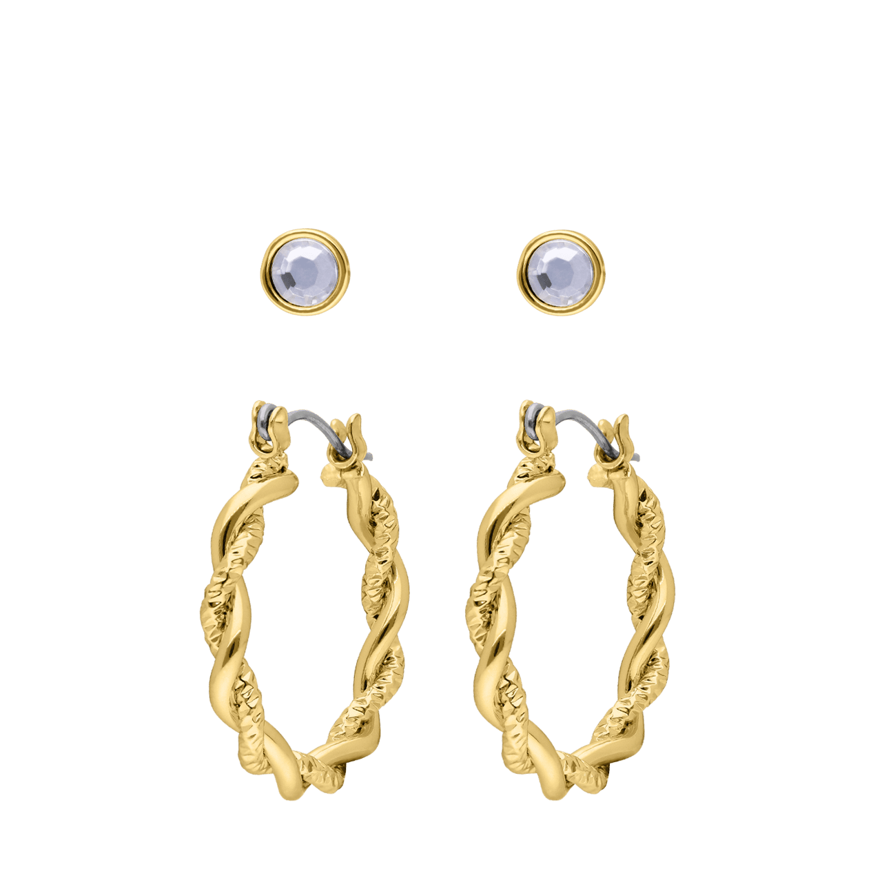 Goudkleurige bijoux set van 2 oorbellen gedraaid