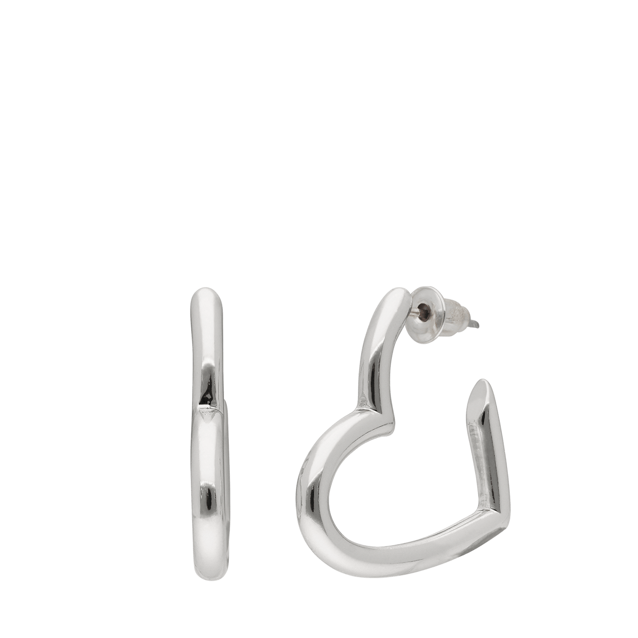 Zilverkleurige bijoux oorringen hart 25mm