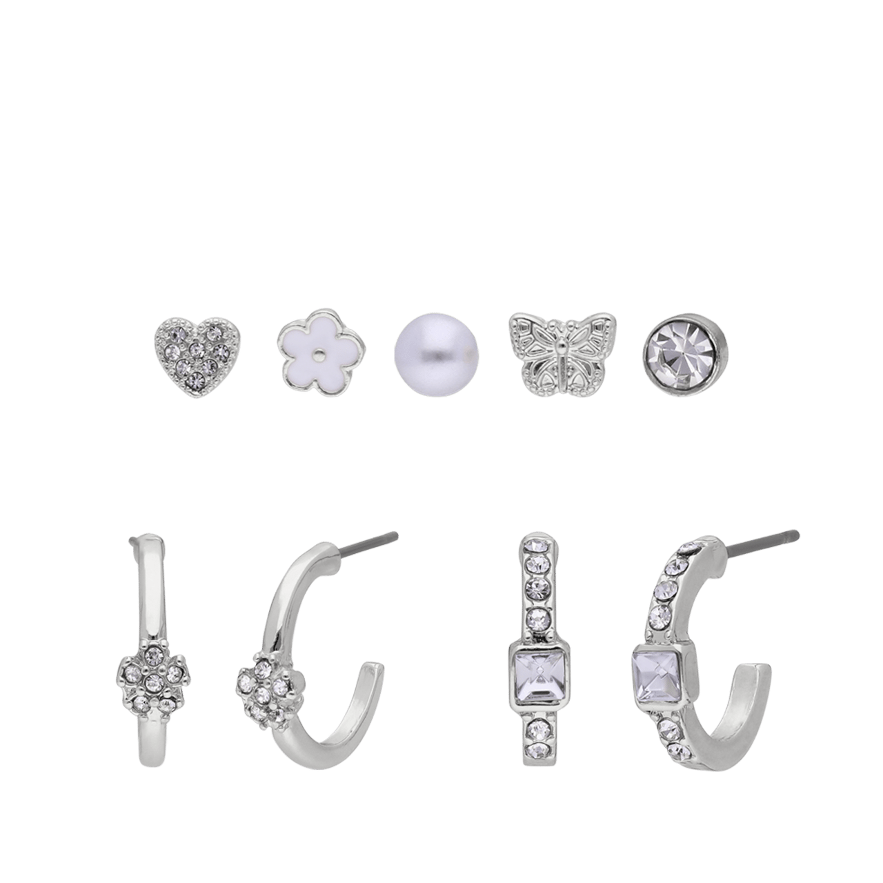 Zilverkleurig bijoux set oorbellen