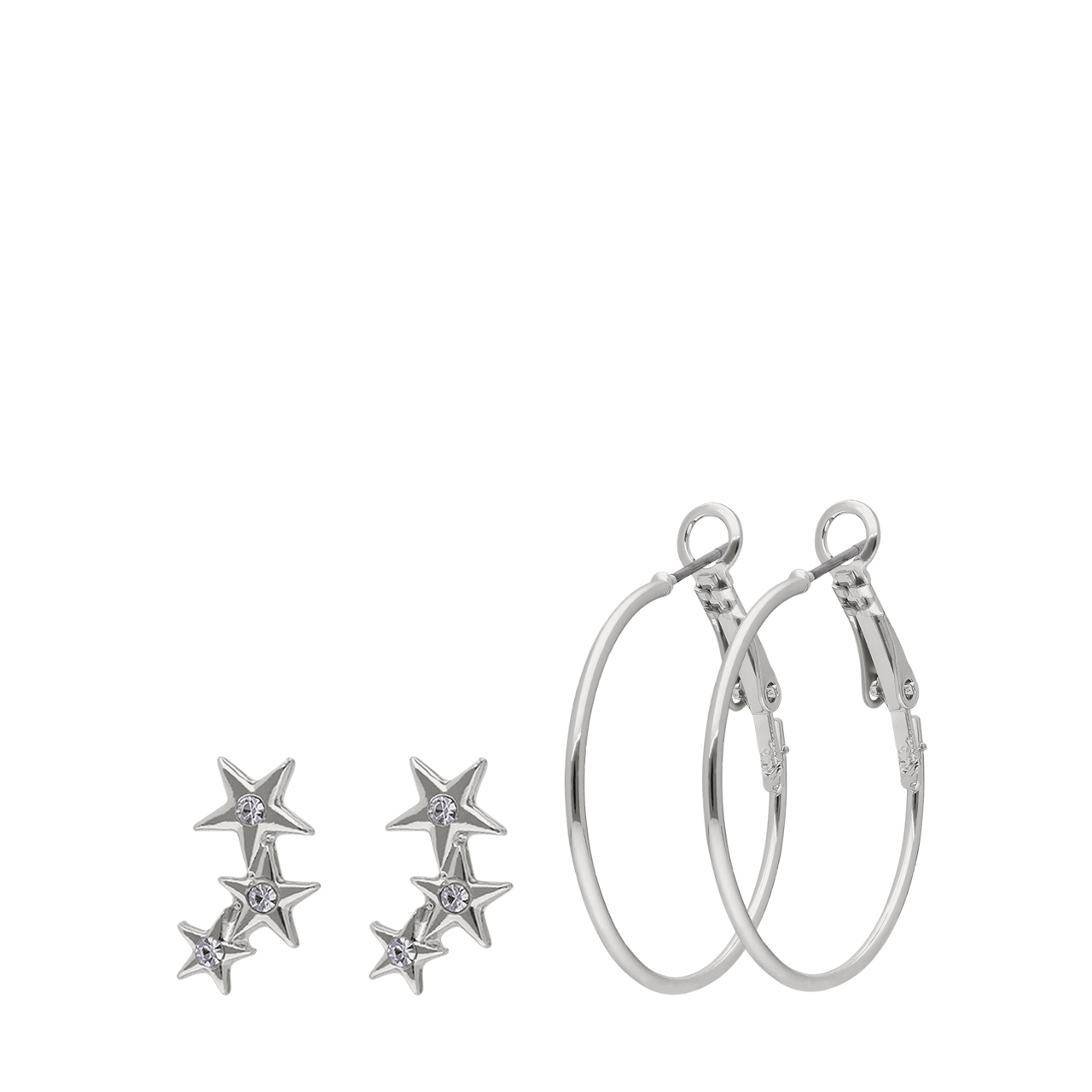 Zilverkleurige bijoux set 2 oorbellen