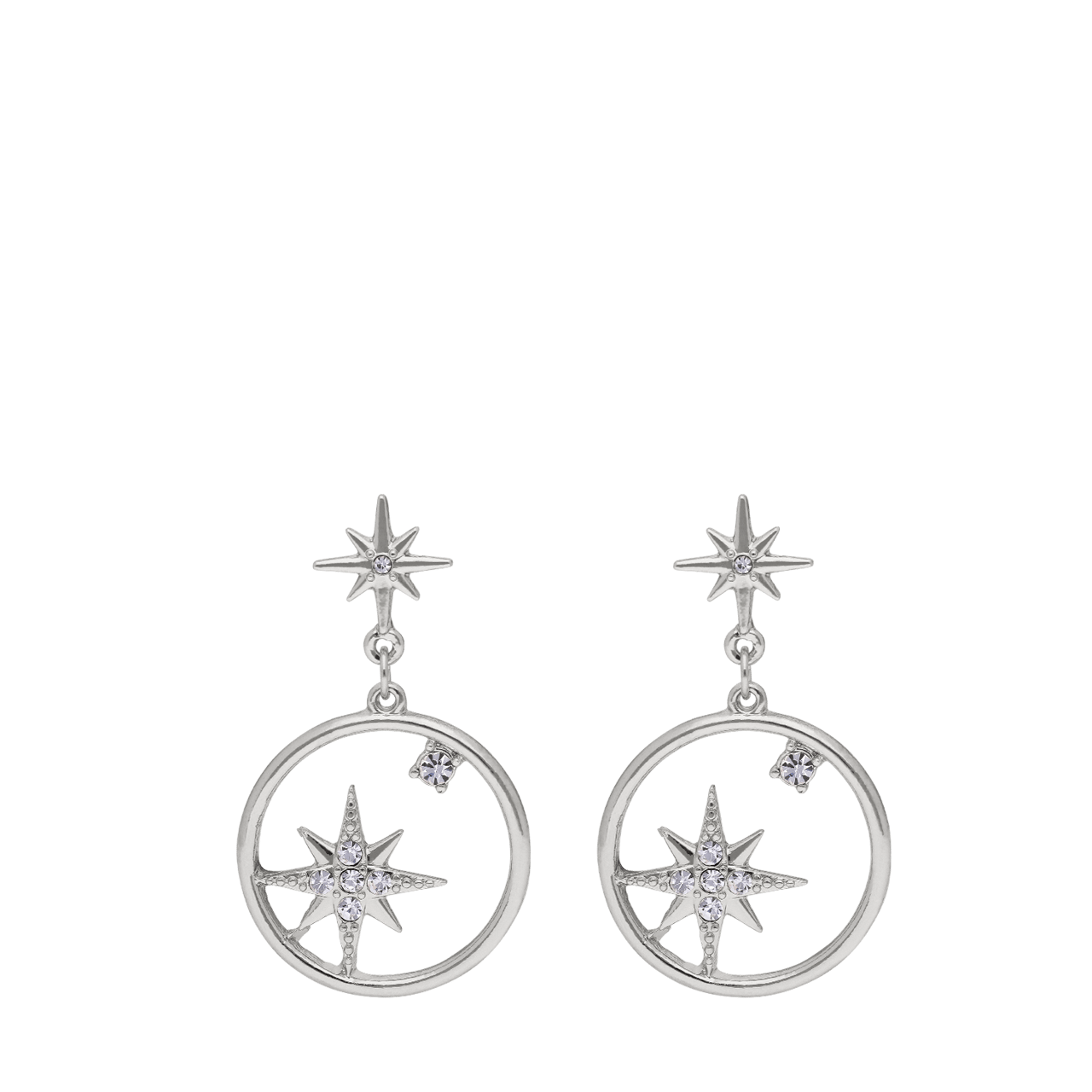 Zilverkleurige bijoux oorbellenset met ster