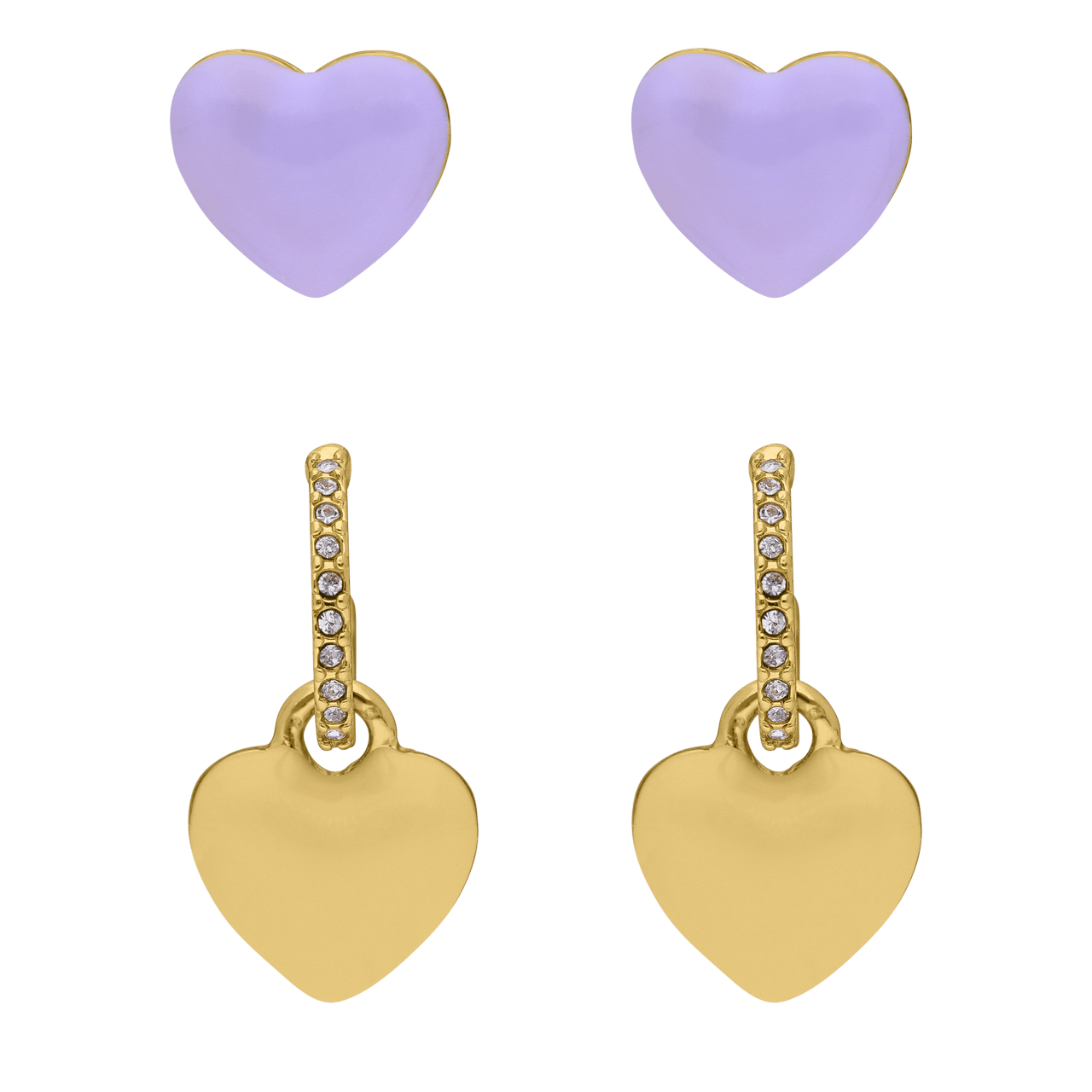 Goudkleurige bijoux set 2 oorbellen met hart