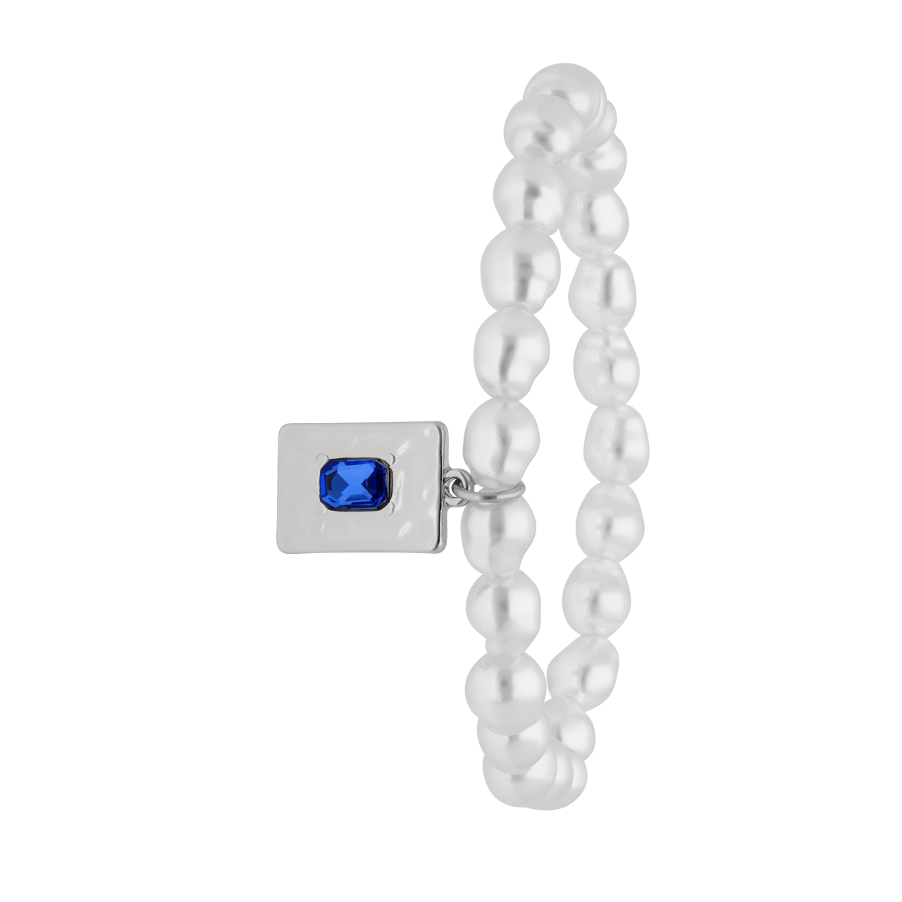Zilverkleurige bijoux armband parel met hanger