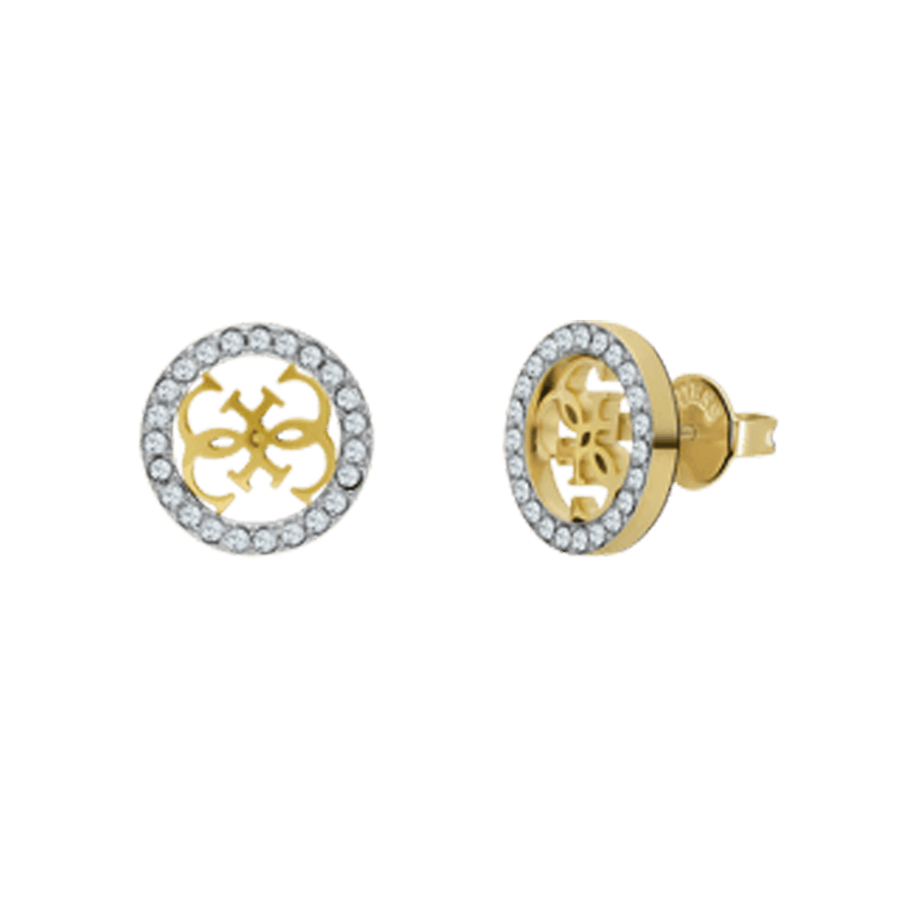 Guess stainless steel goldplated oorknoppen met kristal voor dames