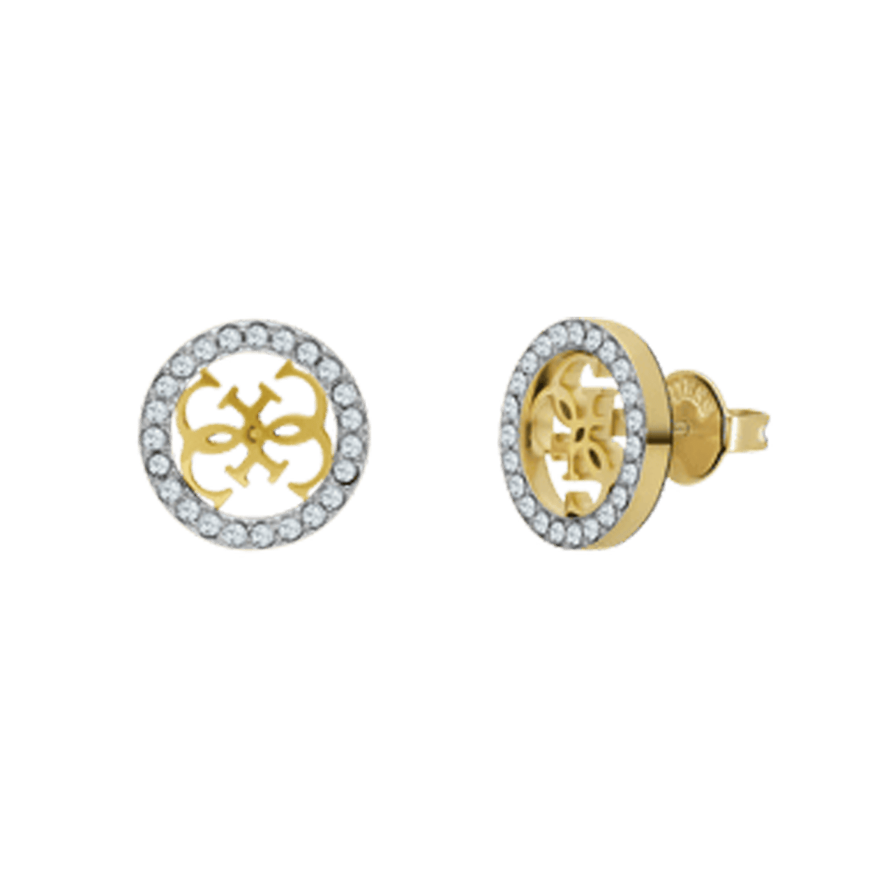 Guess stalen goldplated oorknoppen met kristal voor dames