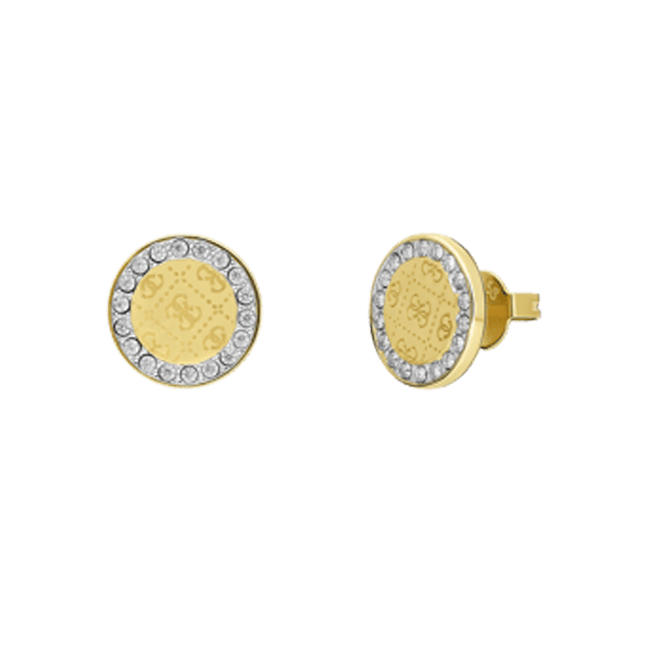Guess goldplated stainless steel oorknoppen round harmony voor dames