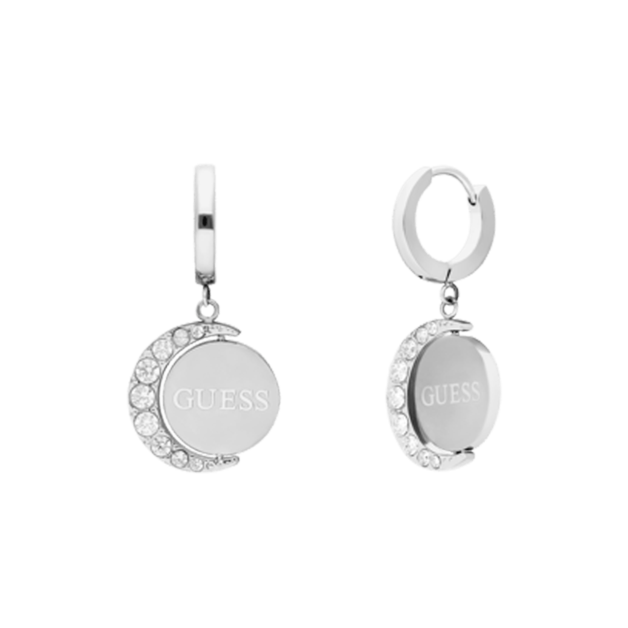 Guess stainless steel oorringen moon phases voor dames