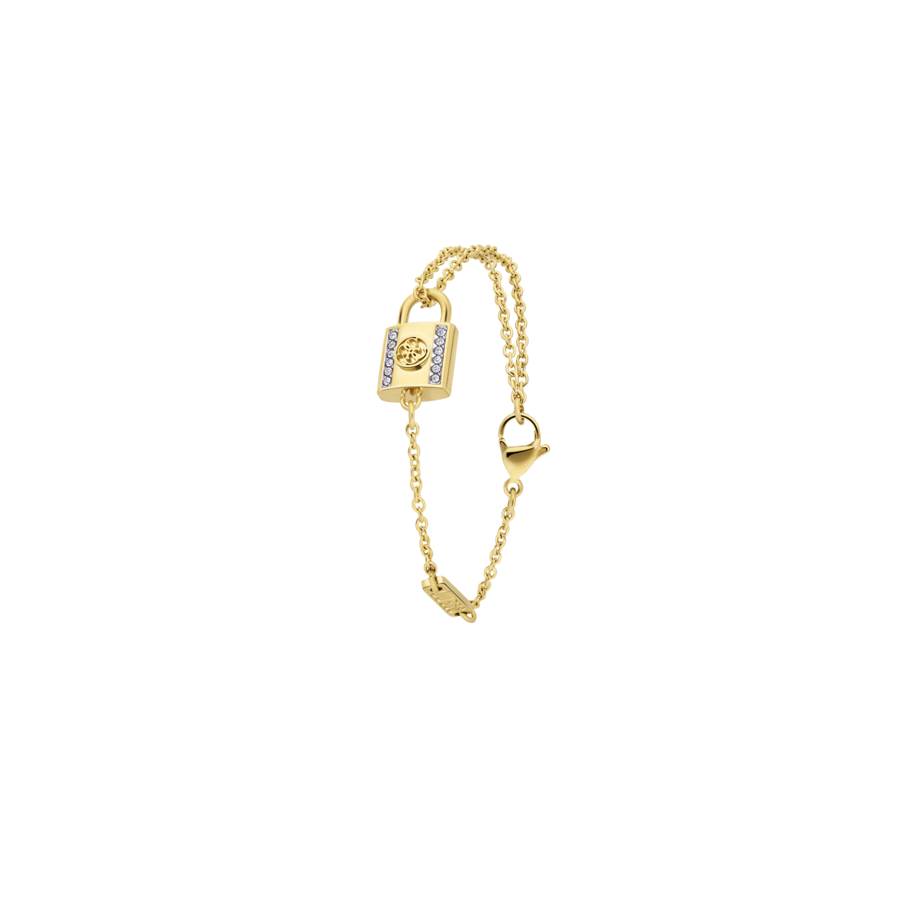 Guess stainless steel goldplated schakelarmband met kristal voor dames