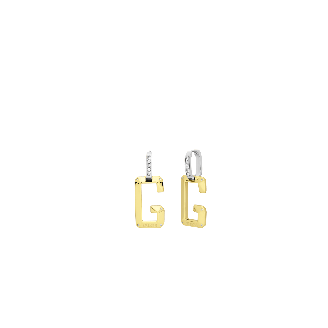 Guess stainless steel goldplated oorhangers met kristal voor dames