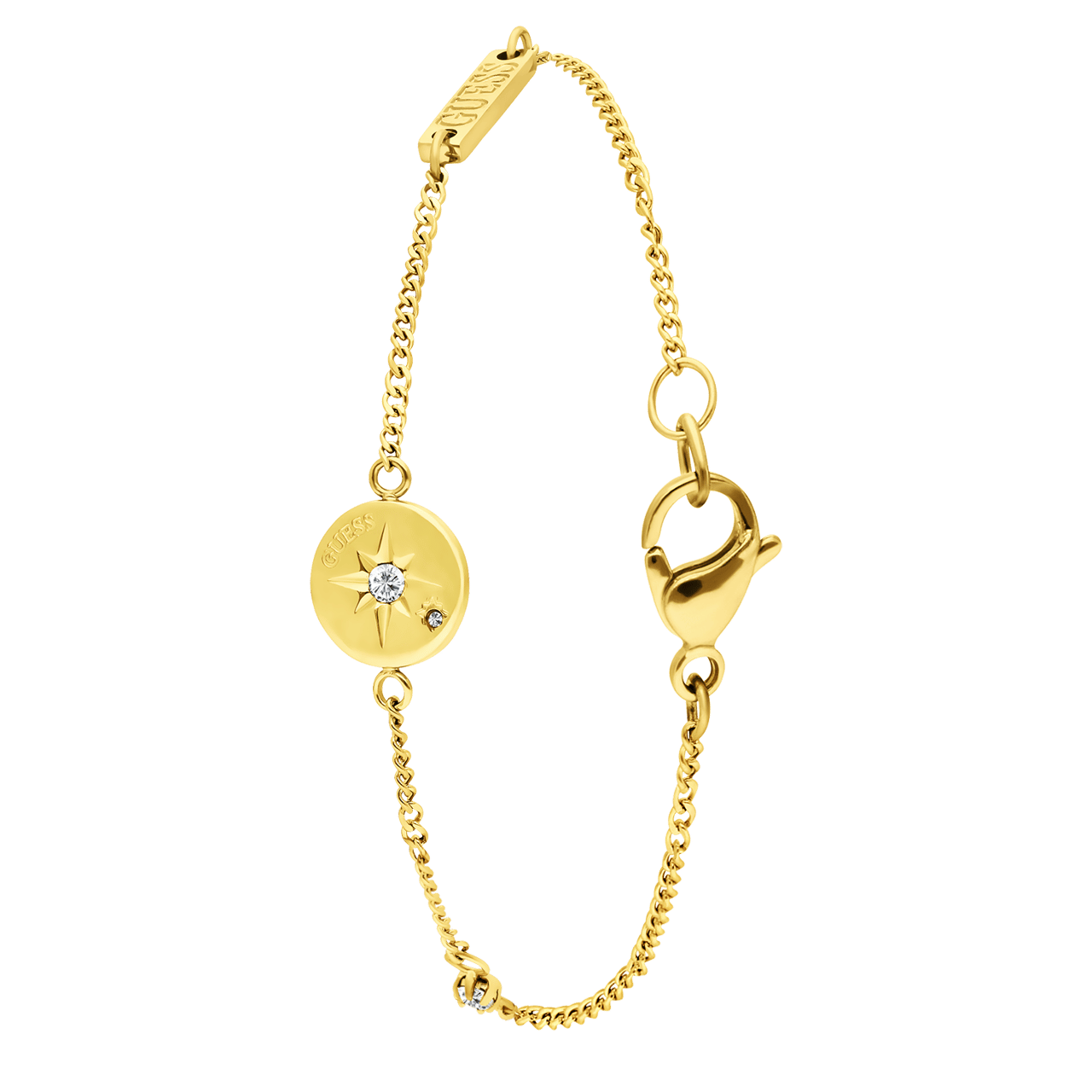 Guess stalen goldplated schakelarmband met kristal voor dames