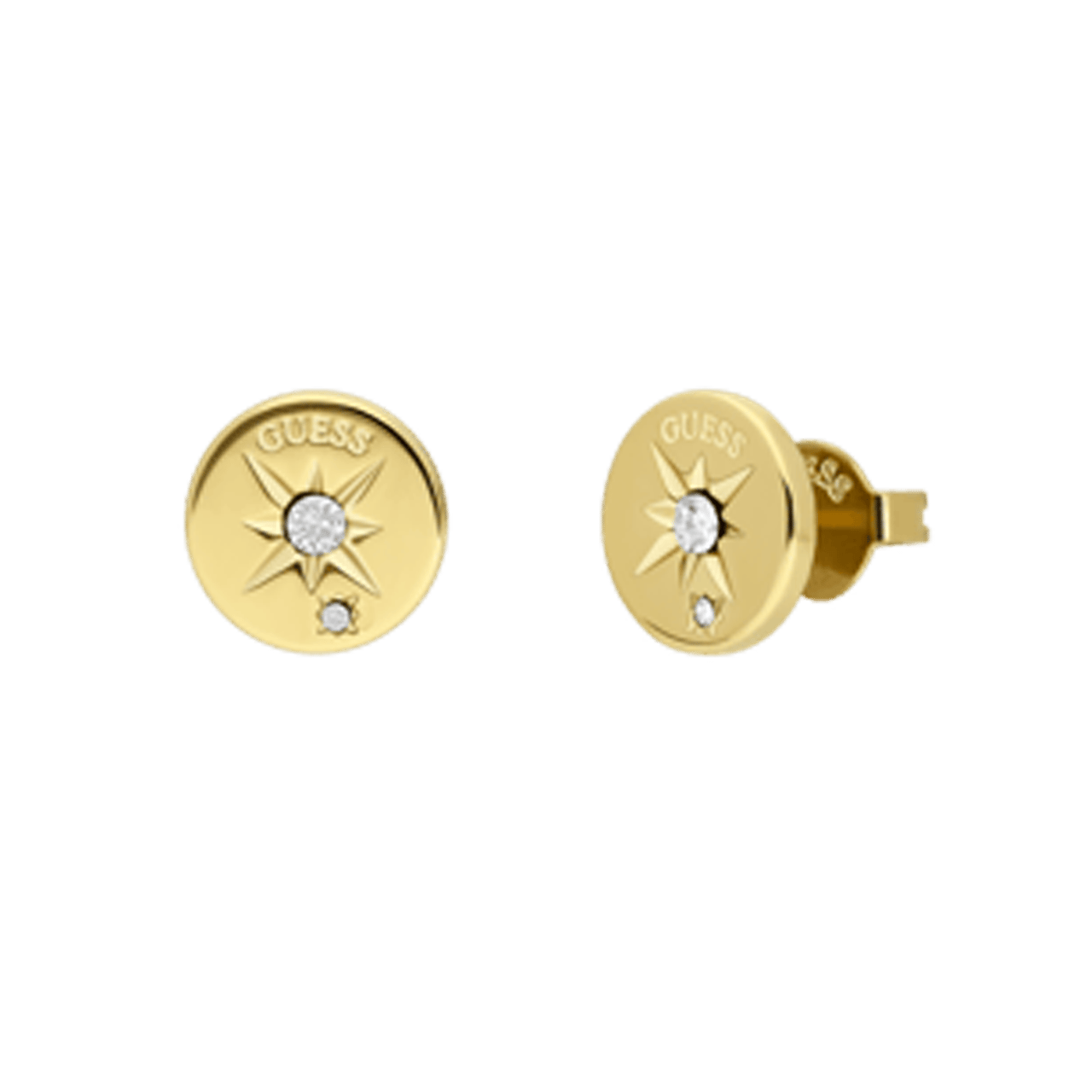 Guess stainless steel goldplated oorknoppen met kristal voor dames