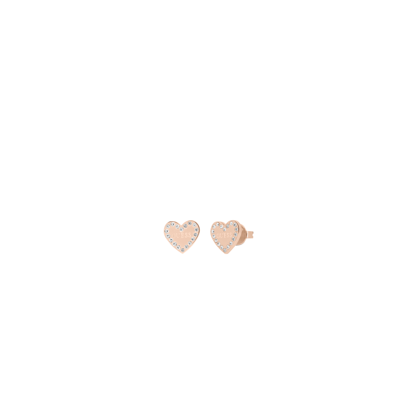 Guess rosé-plated oorknoppen HEART TO HEART