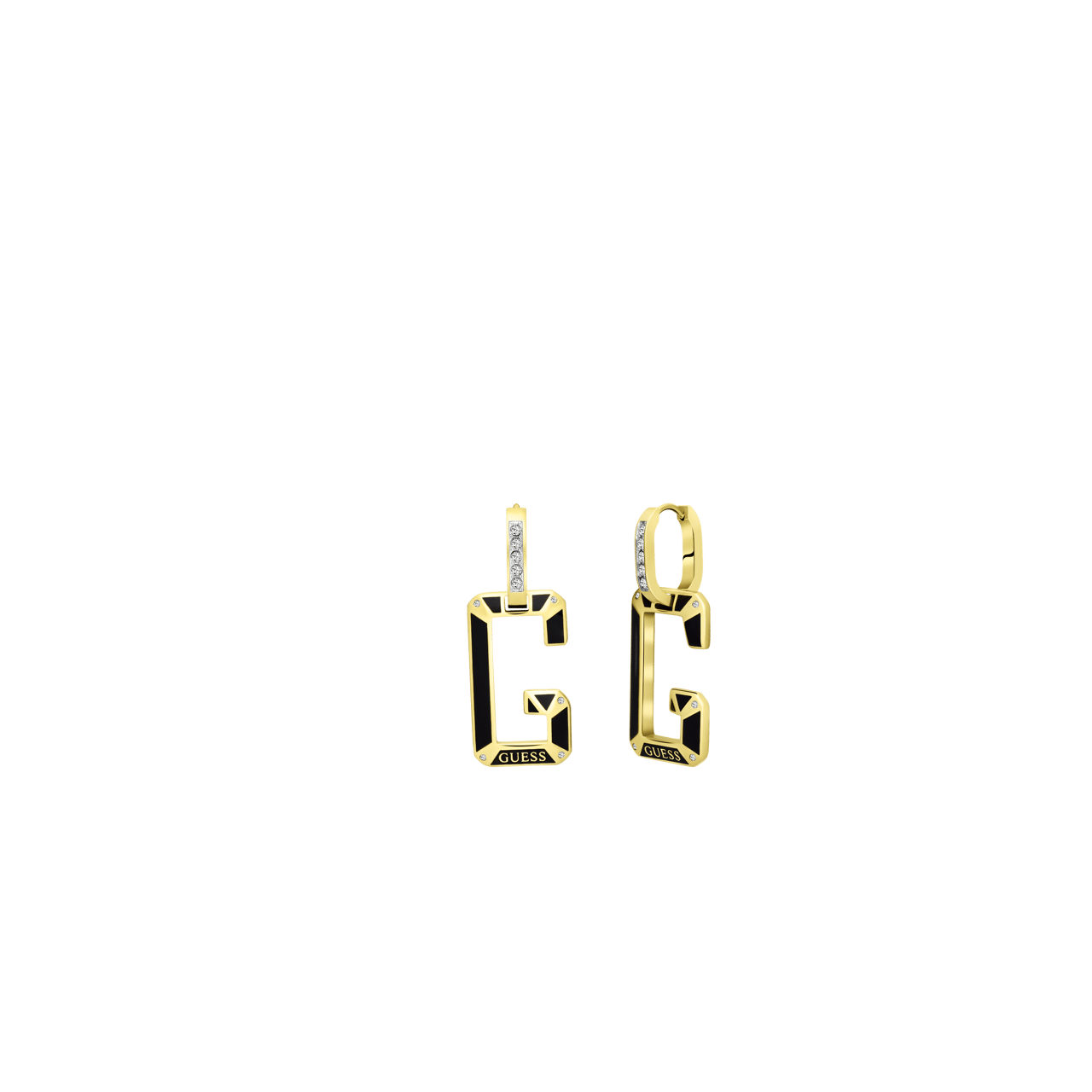 Guess zwart/goud stainless steel oorhangers G-SHADES