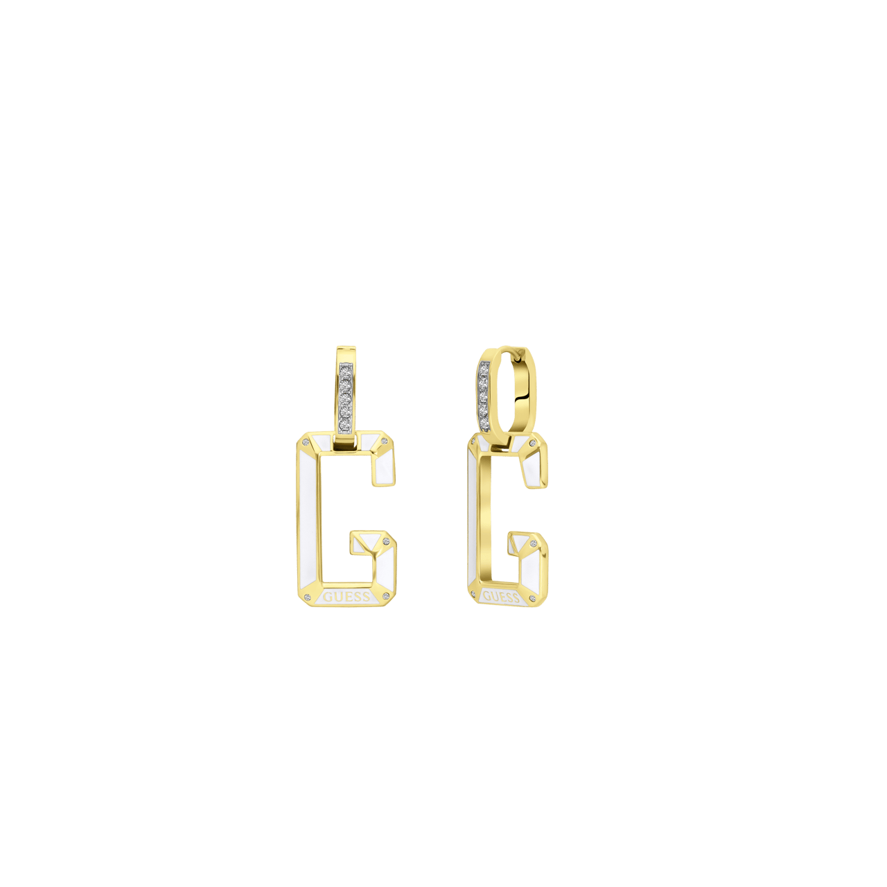 Guess stalen goldplated oorhangers met kristal voor dames