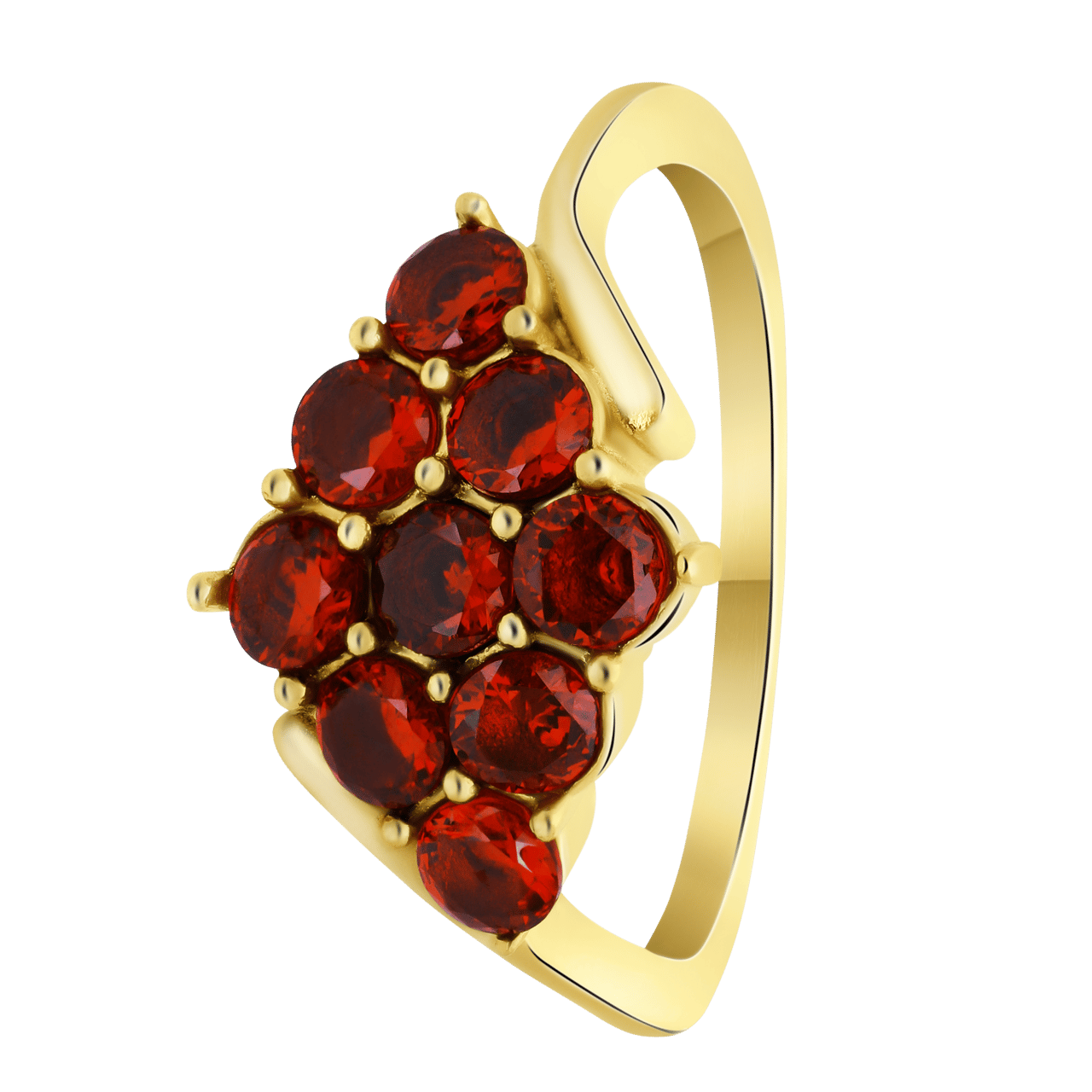 Stainless steel goldplated vintage ring met bloem ento rood