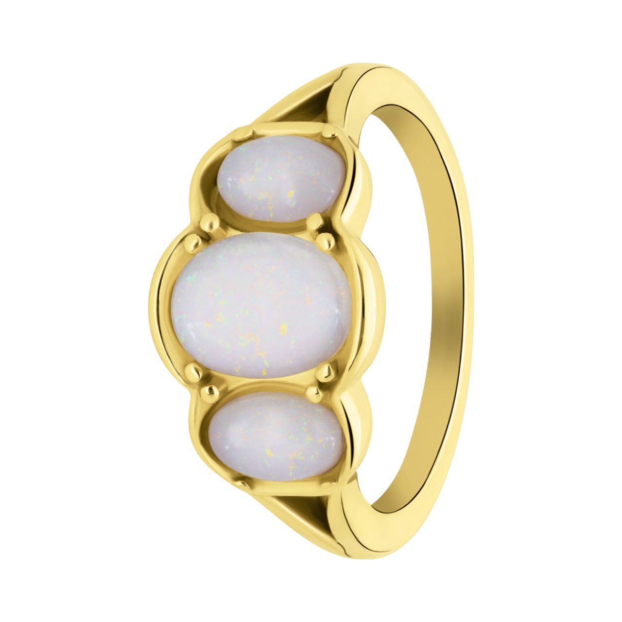 Stainless steel goldplated vintage ring opaal