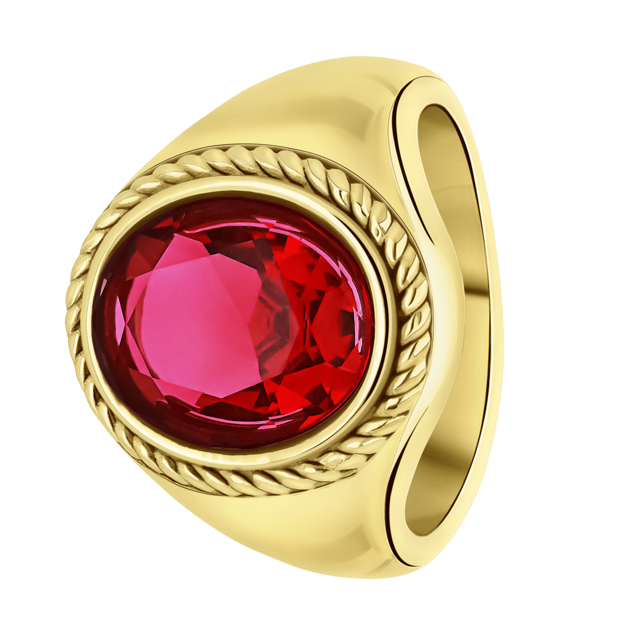 Stalen goldplated ring met zirkonia voor dames