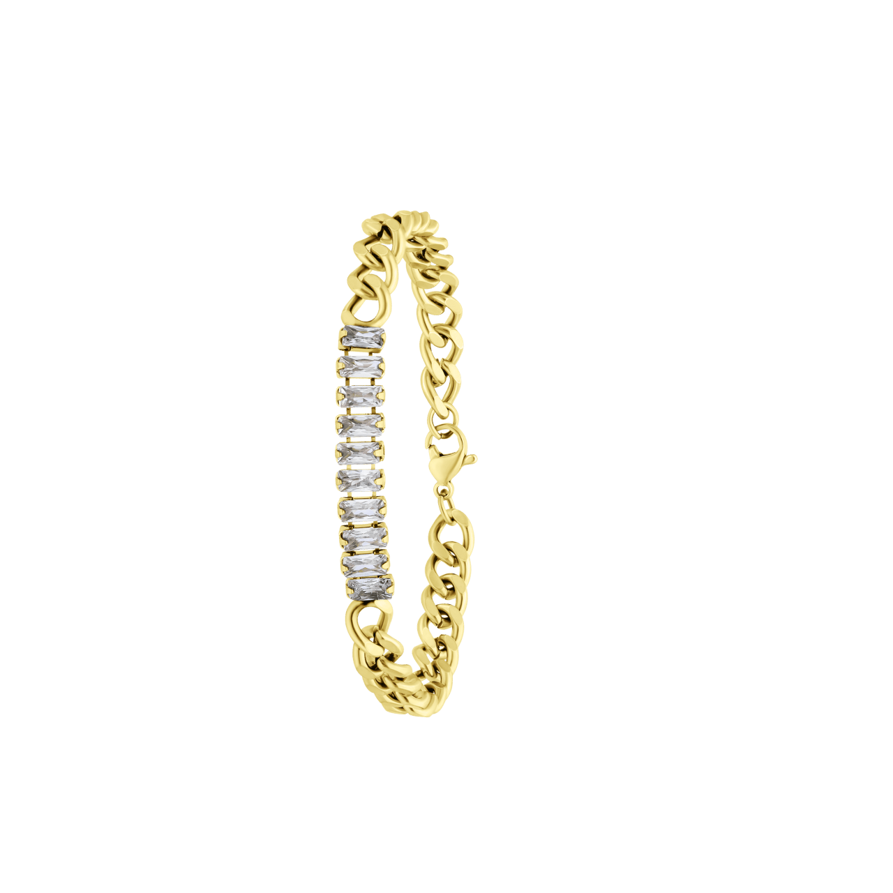 Stainless steel goldplated armband wit