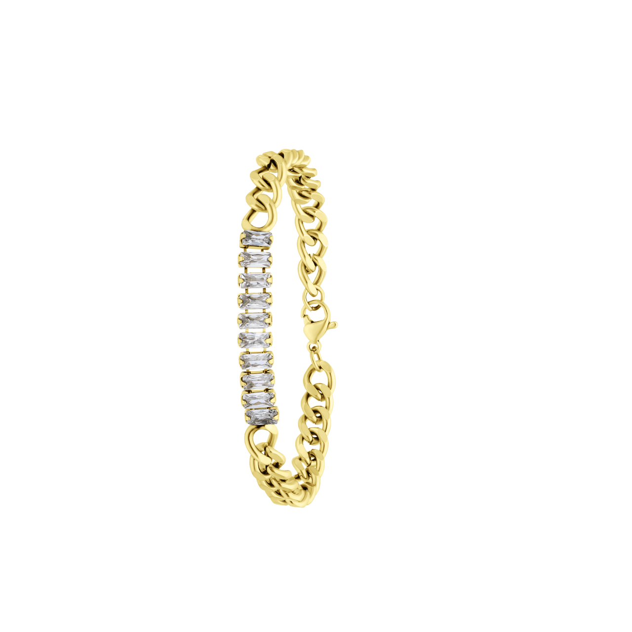 Stalen goldplated armband wit