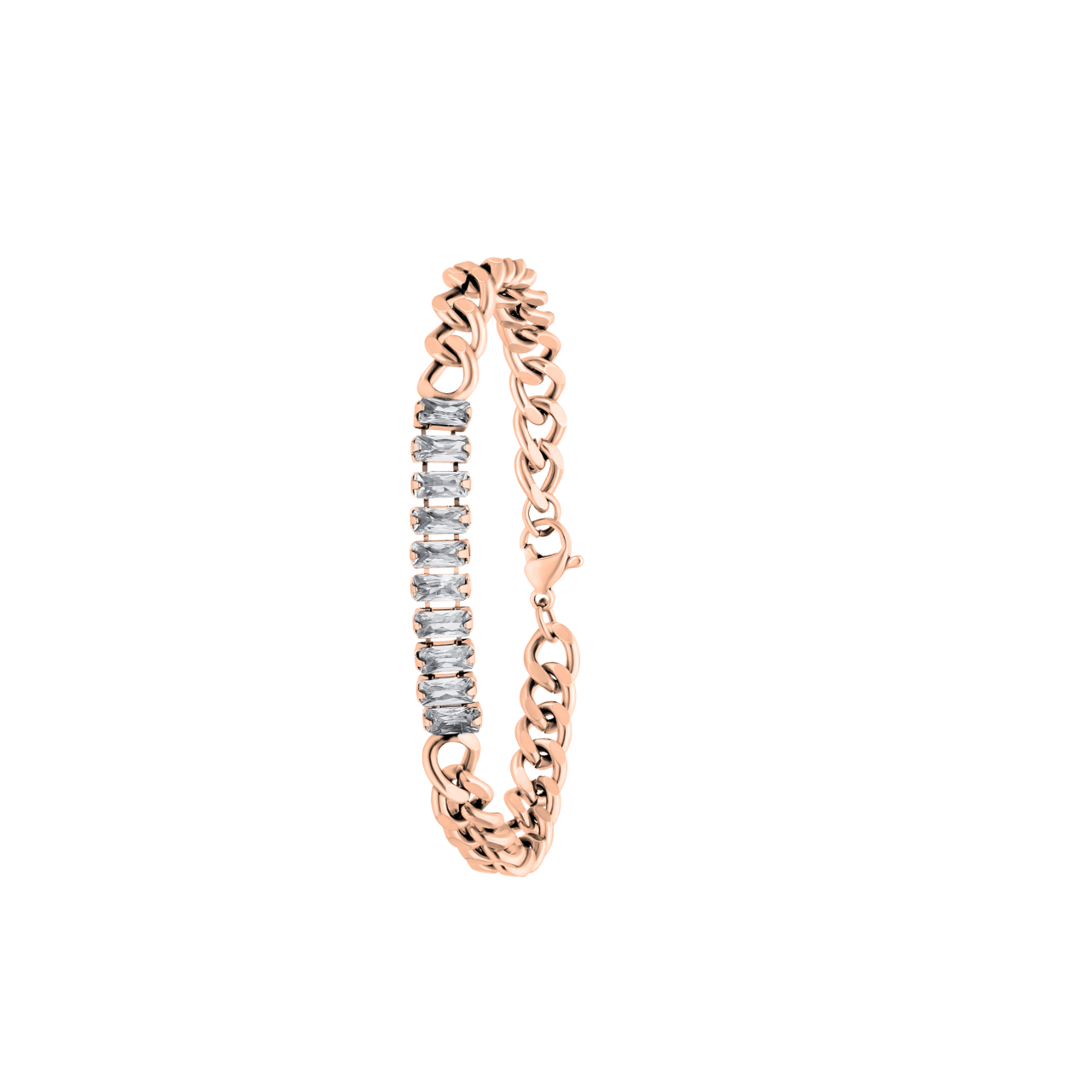 Stainless steel roseplated armband wit