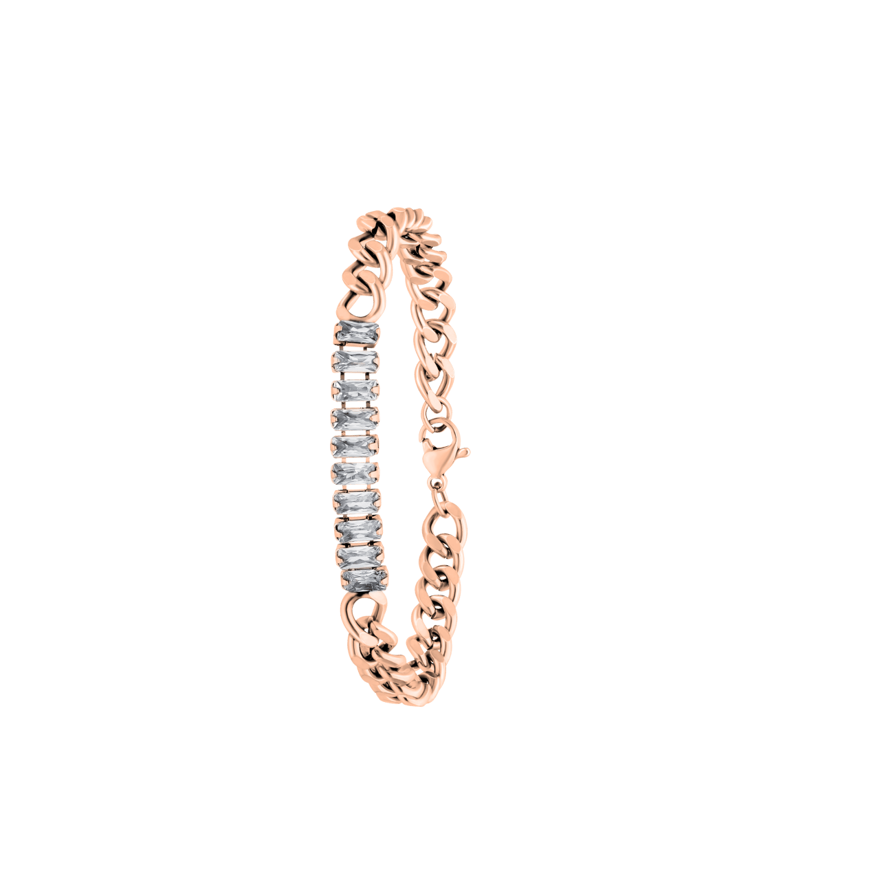 Stalen roseplated armband wit