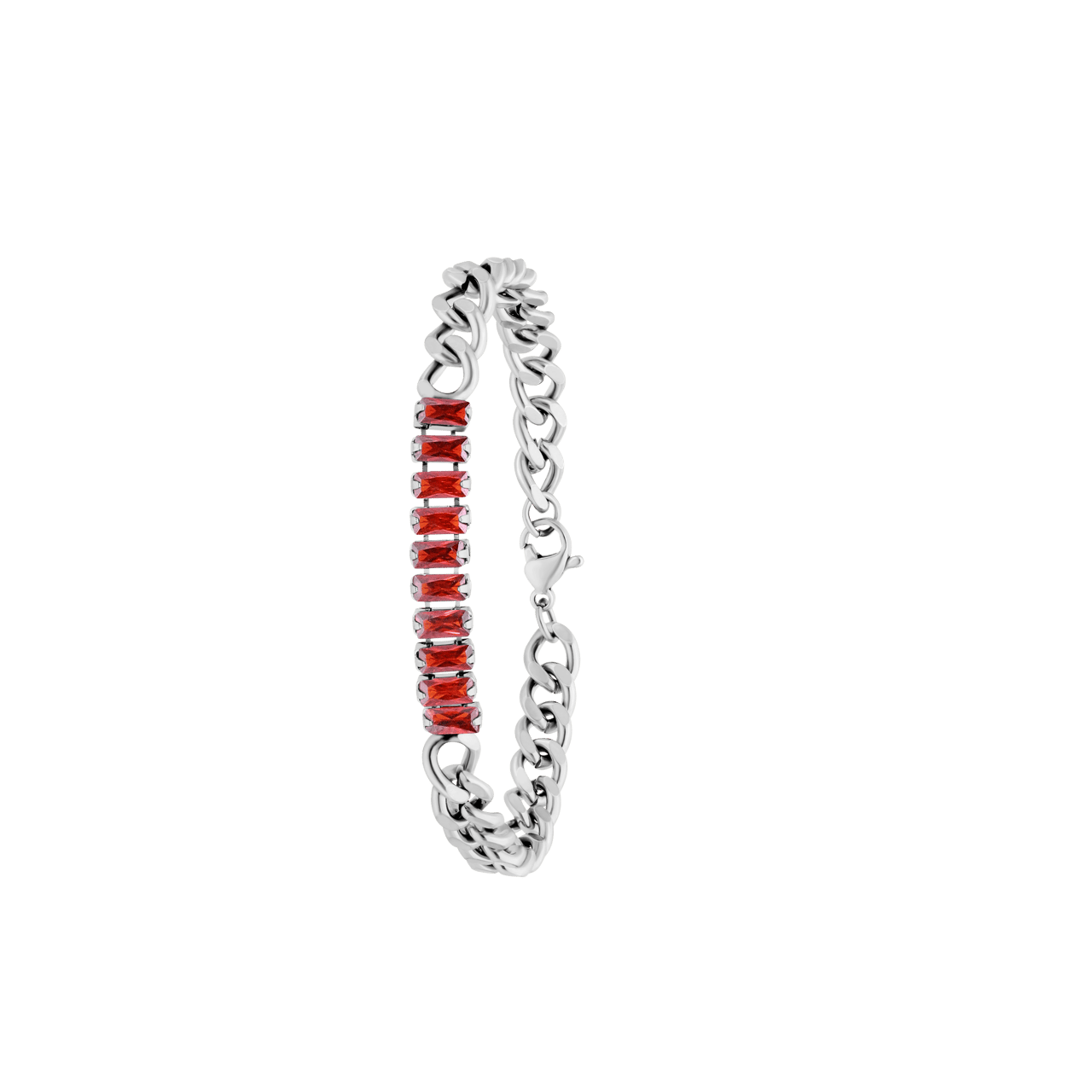 Stalen armband ruby