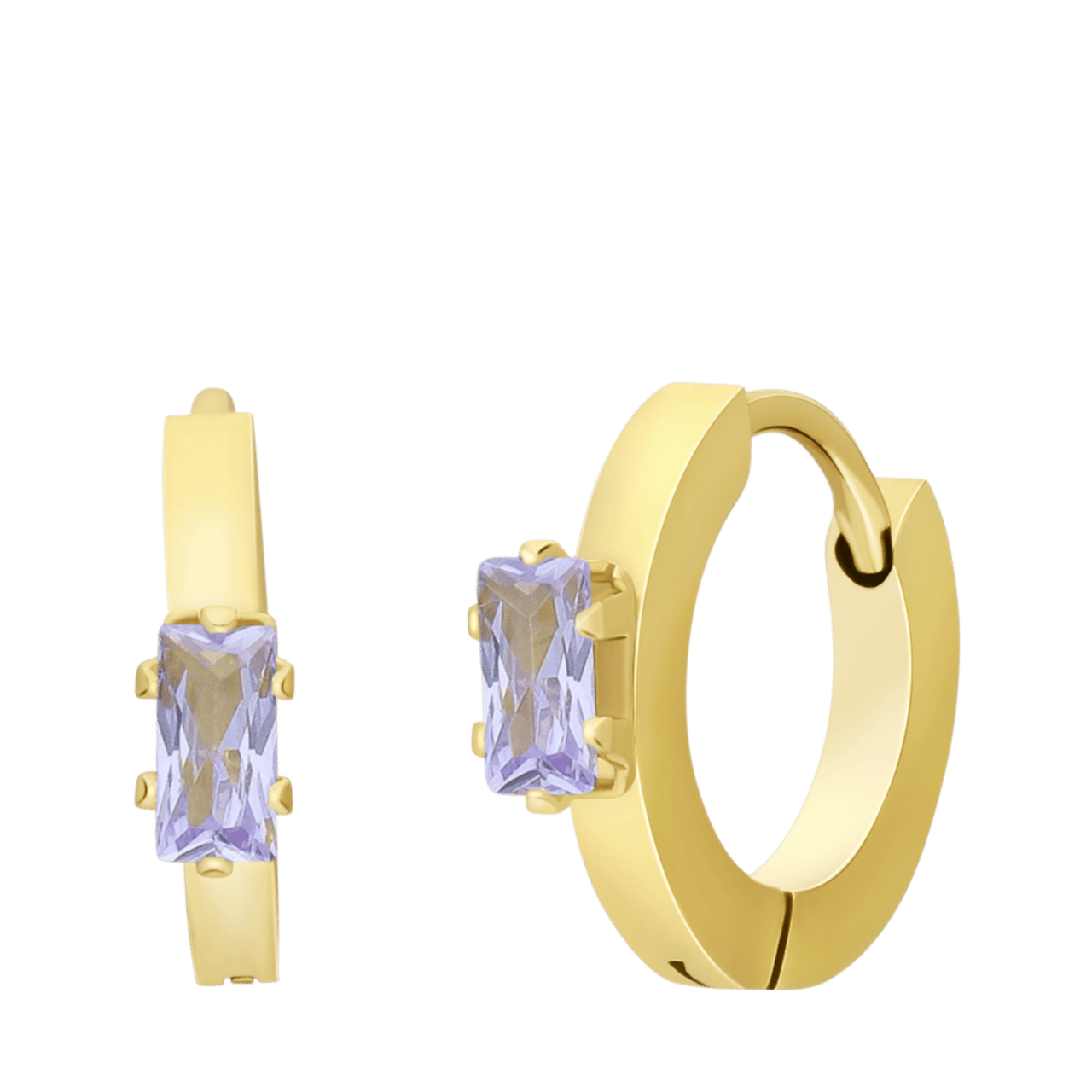 Stainless steel goldplated oorringen violet