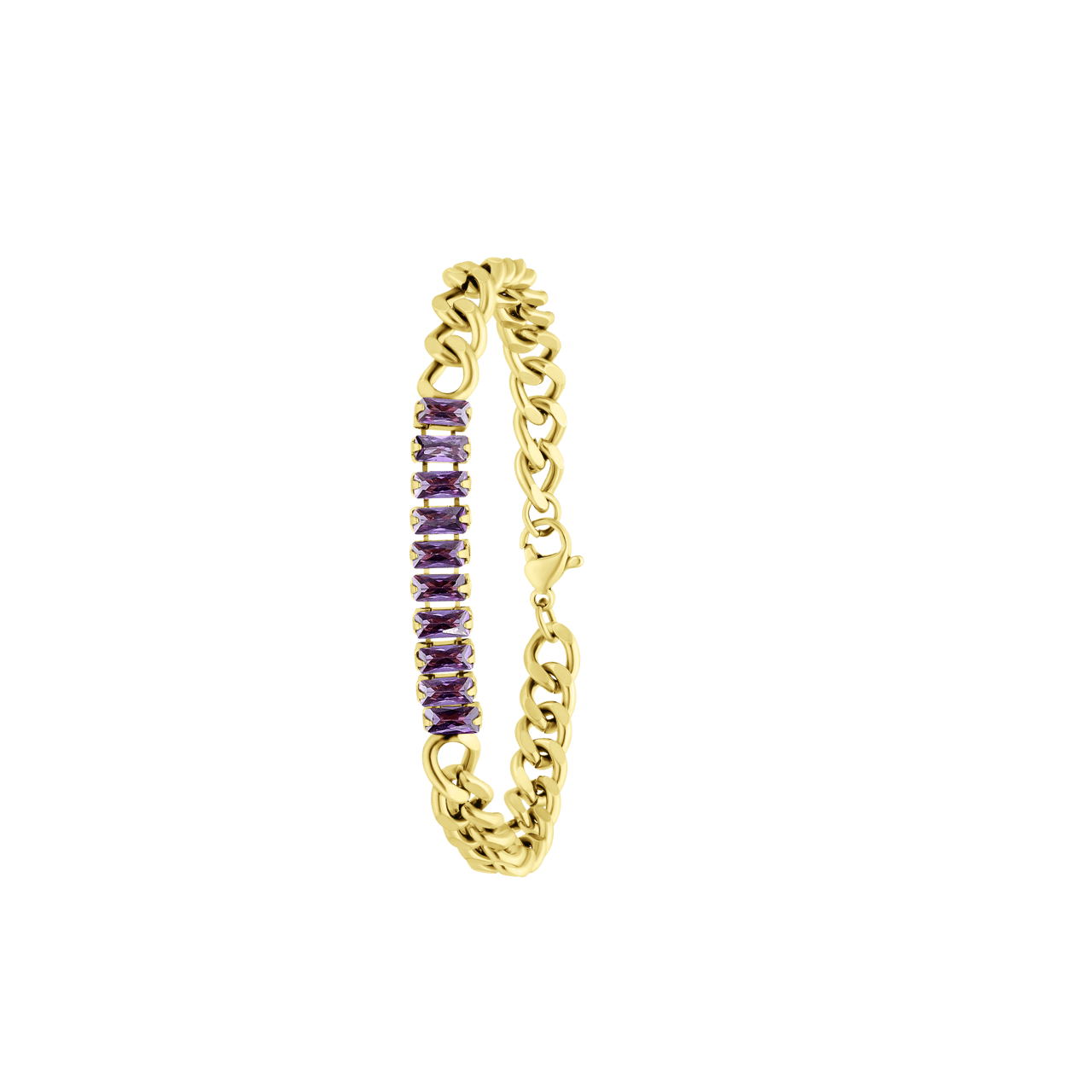 Stalen goldplated armband paars