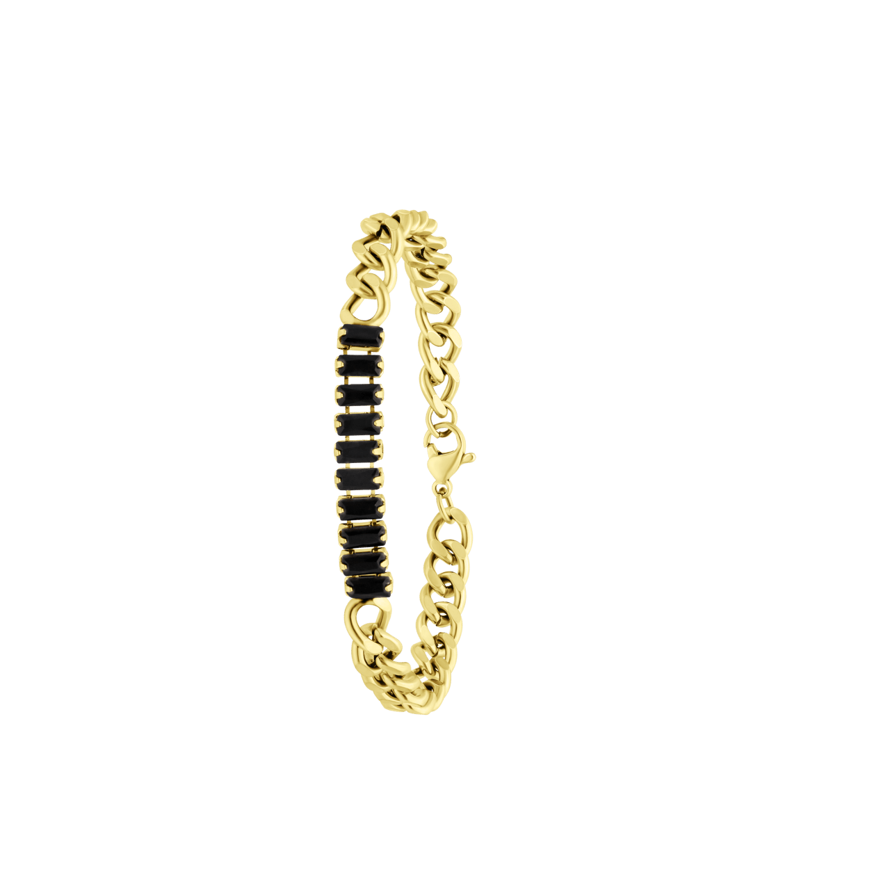 Stainless steel goldplated armband zwart
