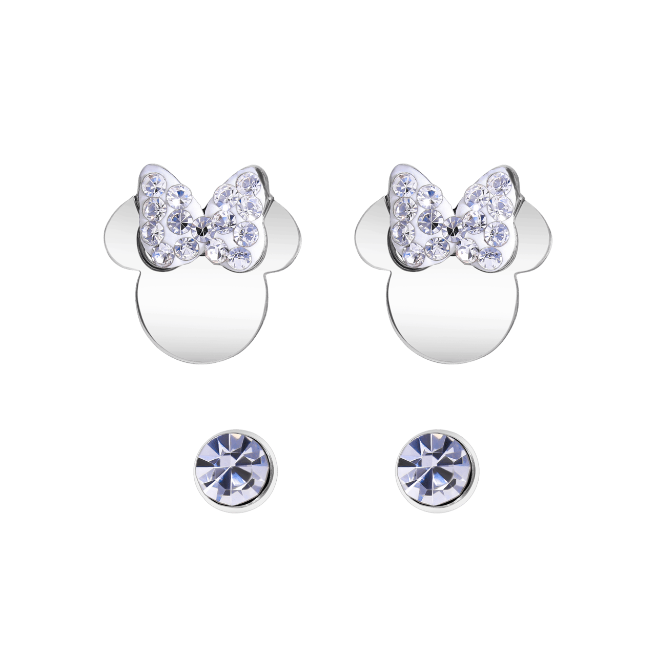 Disney stainless steel set 2 paar oorknoppen Minnie Mouse met kristal