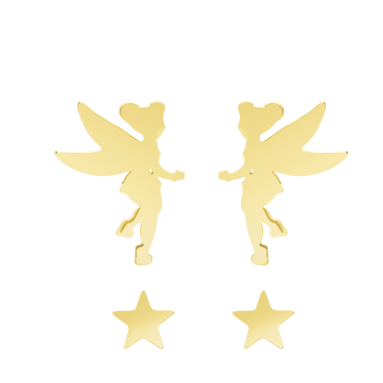 Disney stainless steel goldplated Tinkerbell oorknoppen met ster